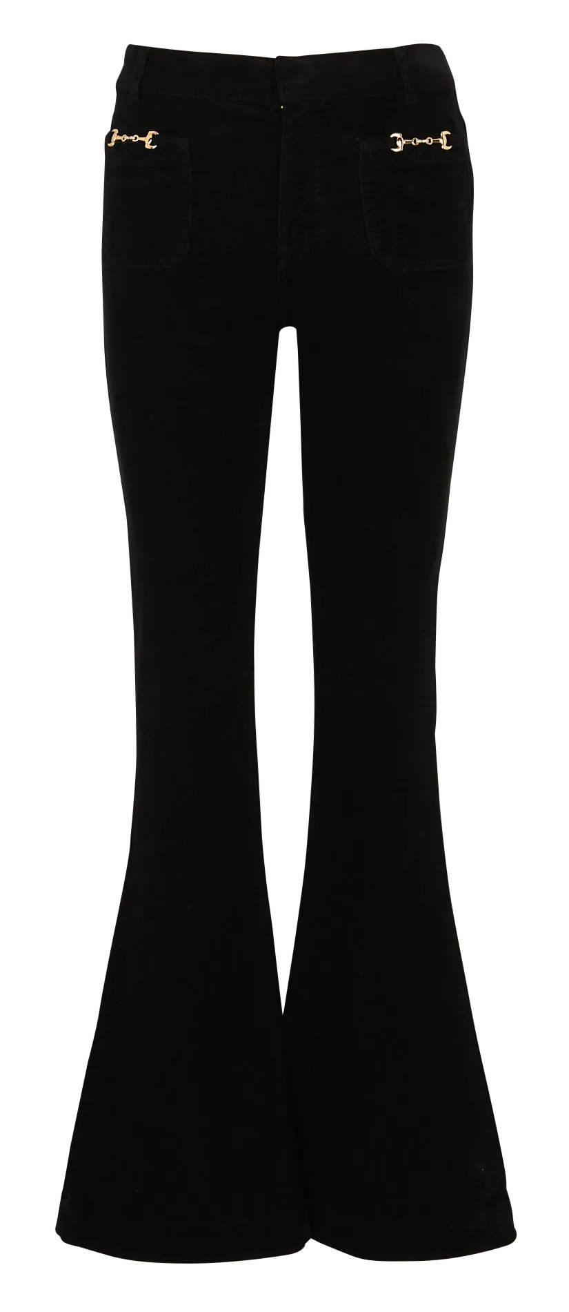 Flared Hose aus Baumwoll-Mix Schwarz PODESSA