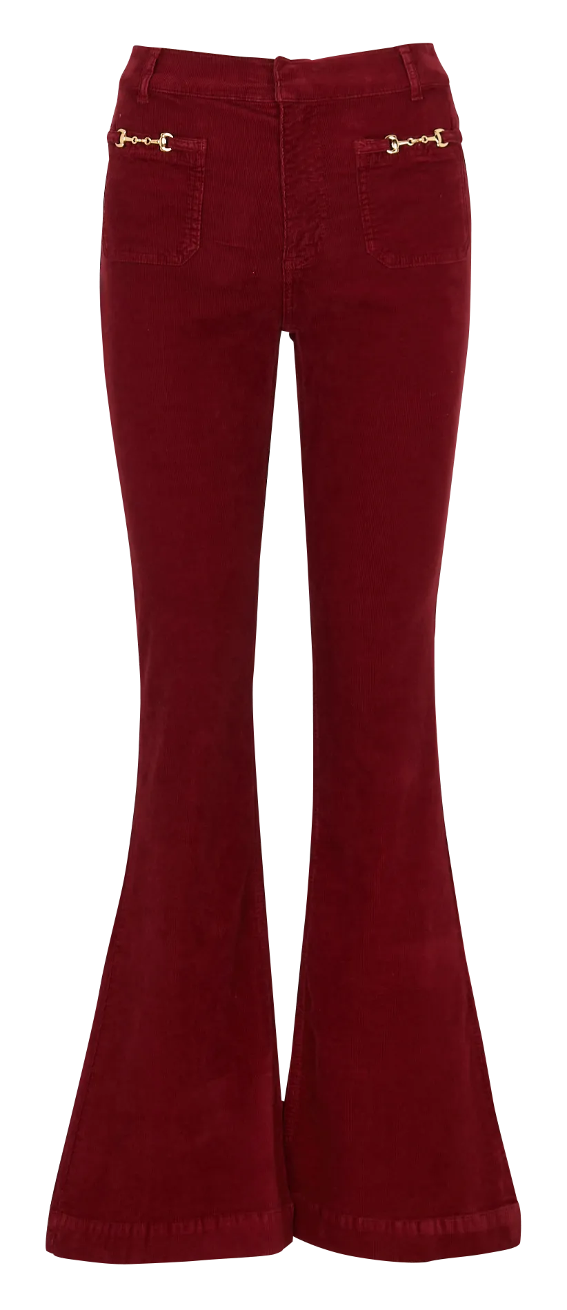 Flared Hose aus Baumwoll-Mix Pflaume PODESSA