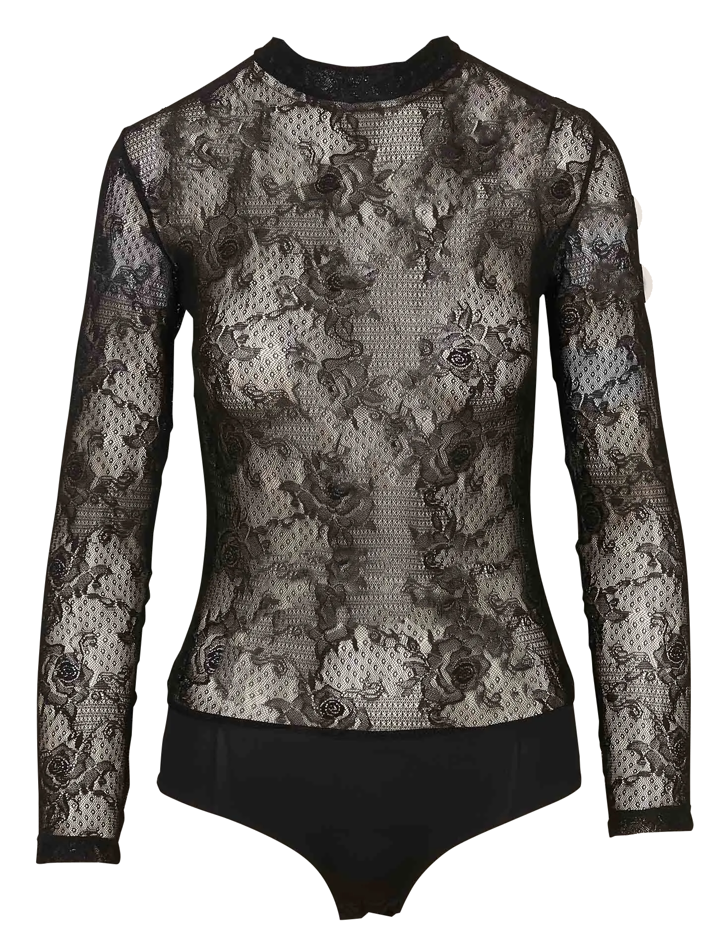 Langarm-Spitzenbody Schwarz JIMMY