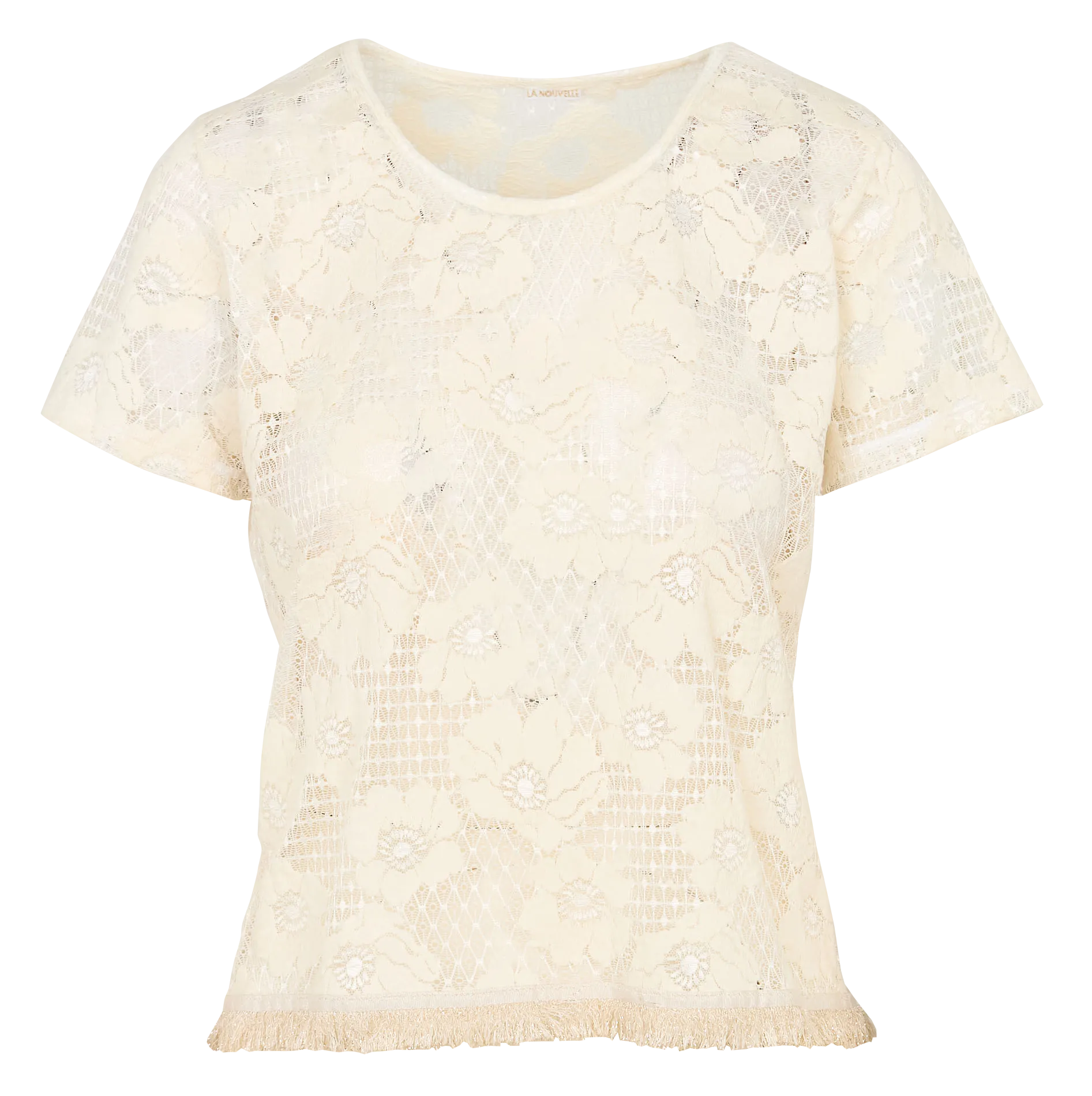 Kurzärmliges Top aus Spitze Beige CARLOS
