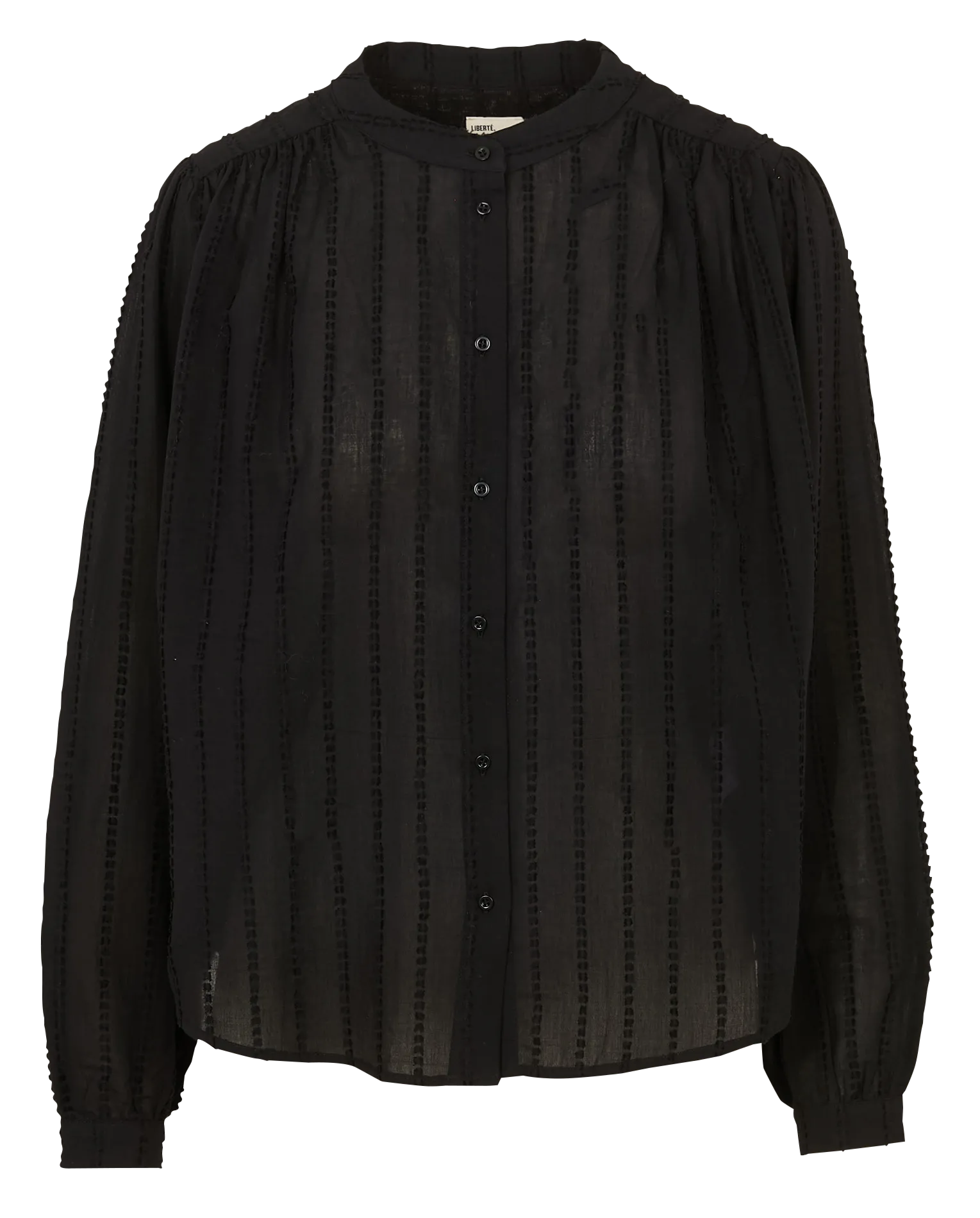 Oversize Rundhalsausschnitt Bluse aus Baumwolle mit Tupfen Schwarz GLADIS