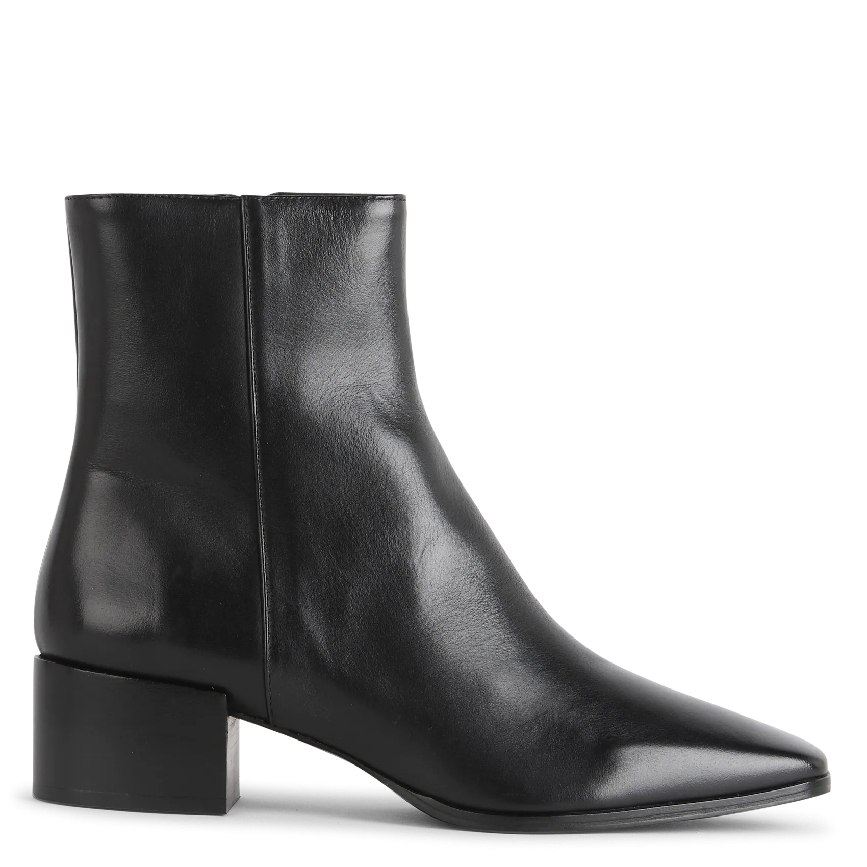 Lederstiefeletten mit niedrigem Absatz Schwarz N°406