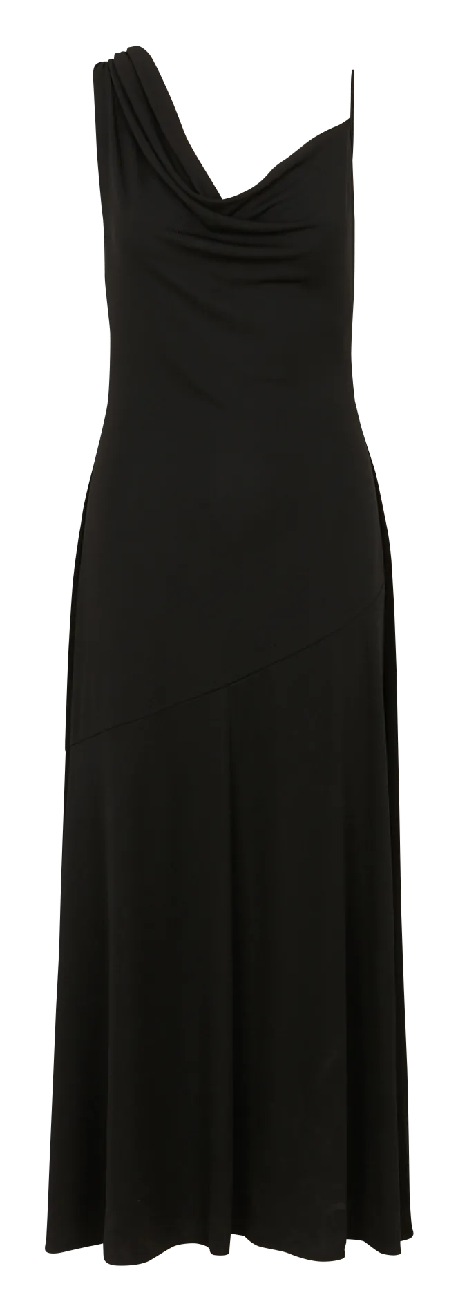 Maxikleid mit asymmetrischem Kragen Schwarz