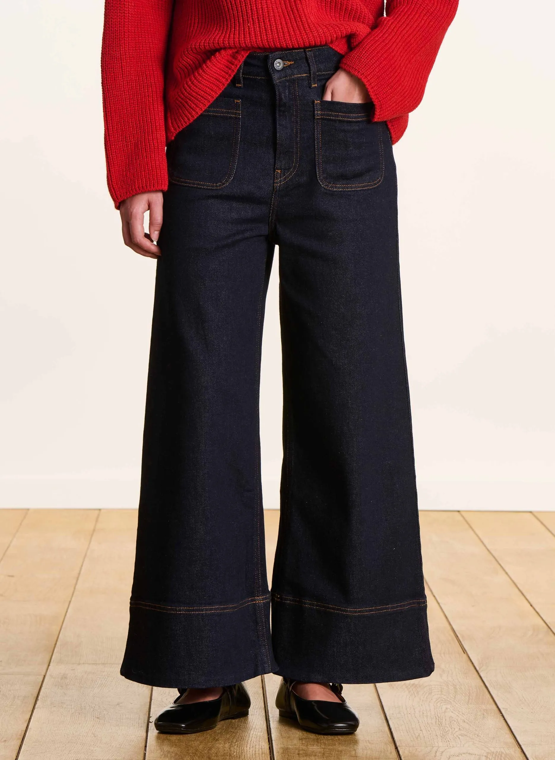 Cropped Jeans aus Bio-Baumwoll-Mix Blau