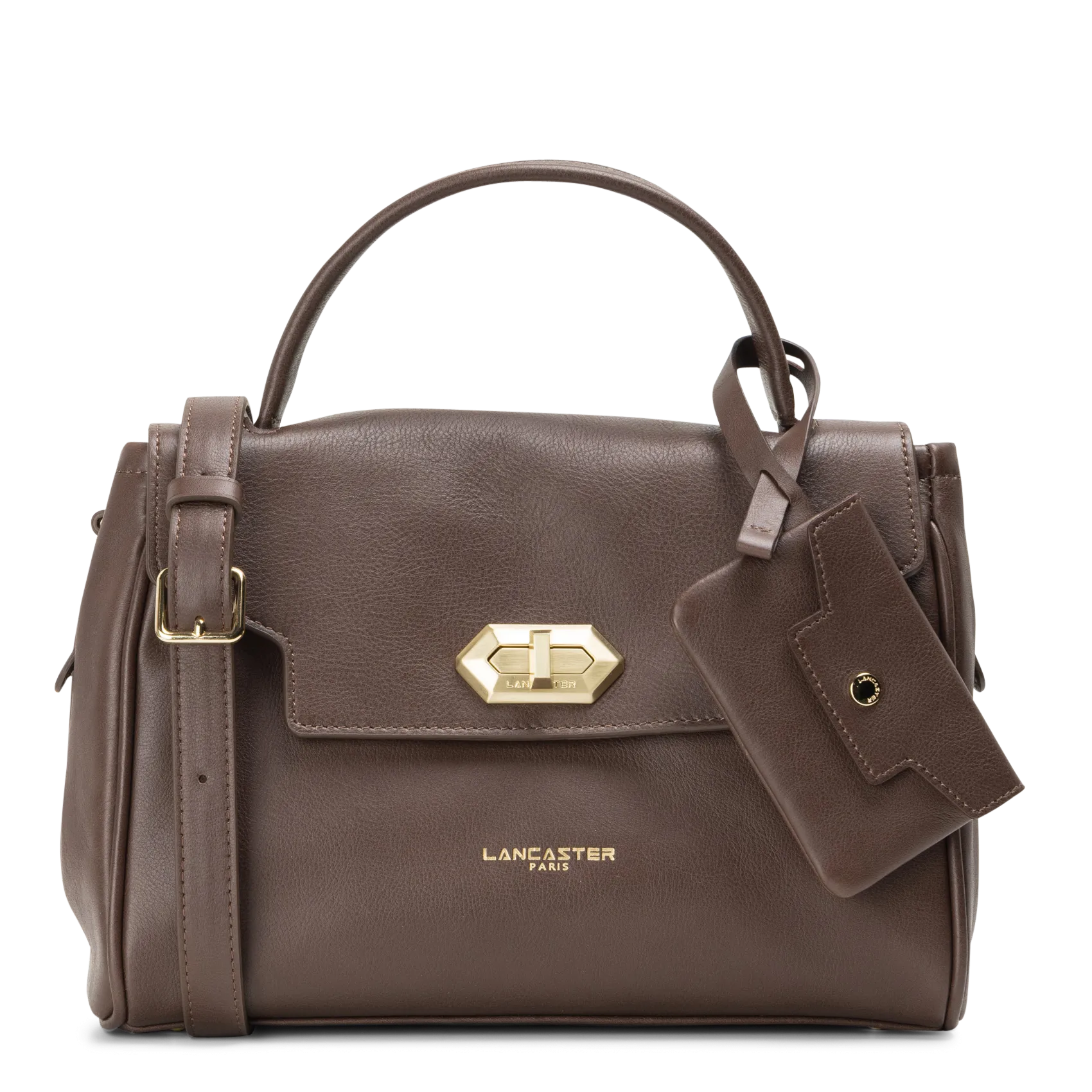 Bowlingtasche aus genarbtem Leder mit Reißverschluss Braun MADEMOISELLE GRACE