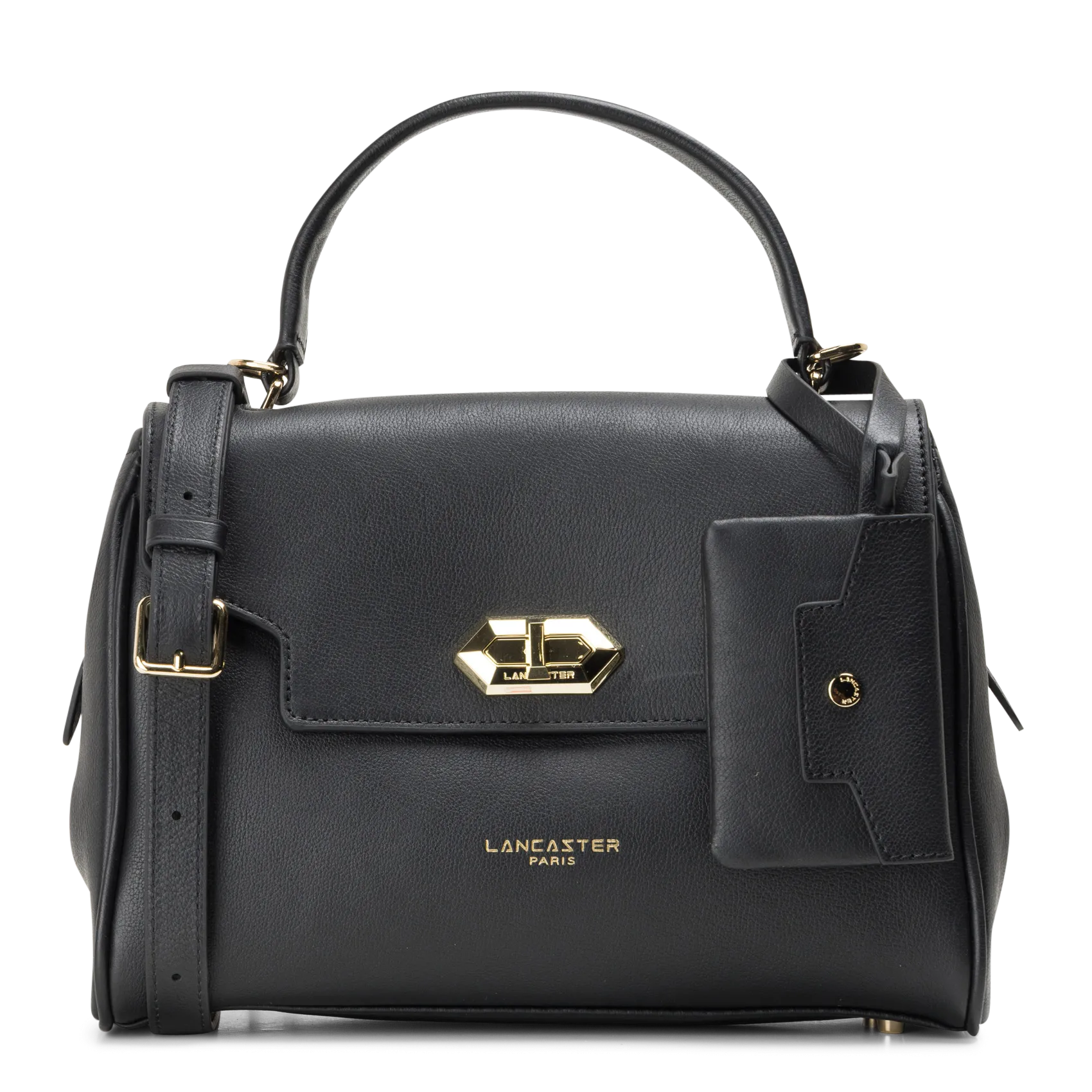 Bowlingtasche aus genarbtem Leder mit Reißverschluss Schwarz MADEMOISELLE GRACE