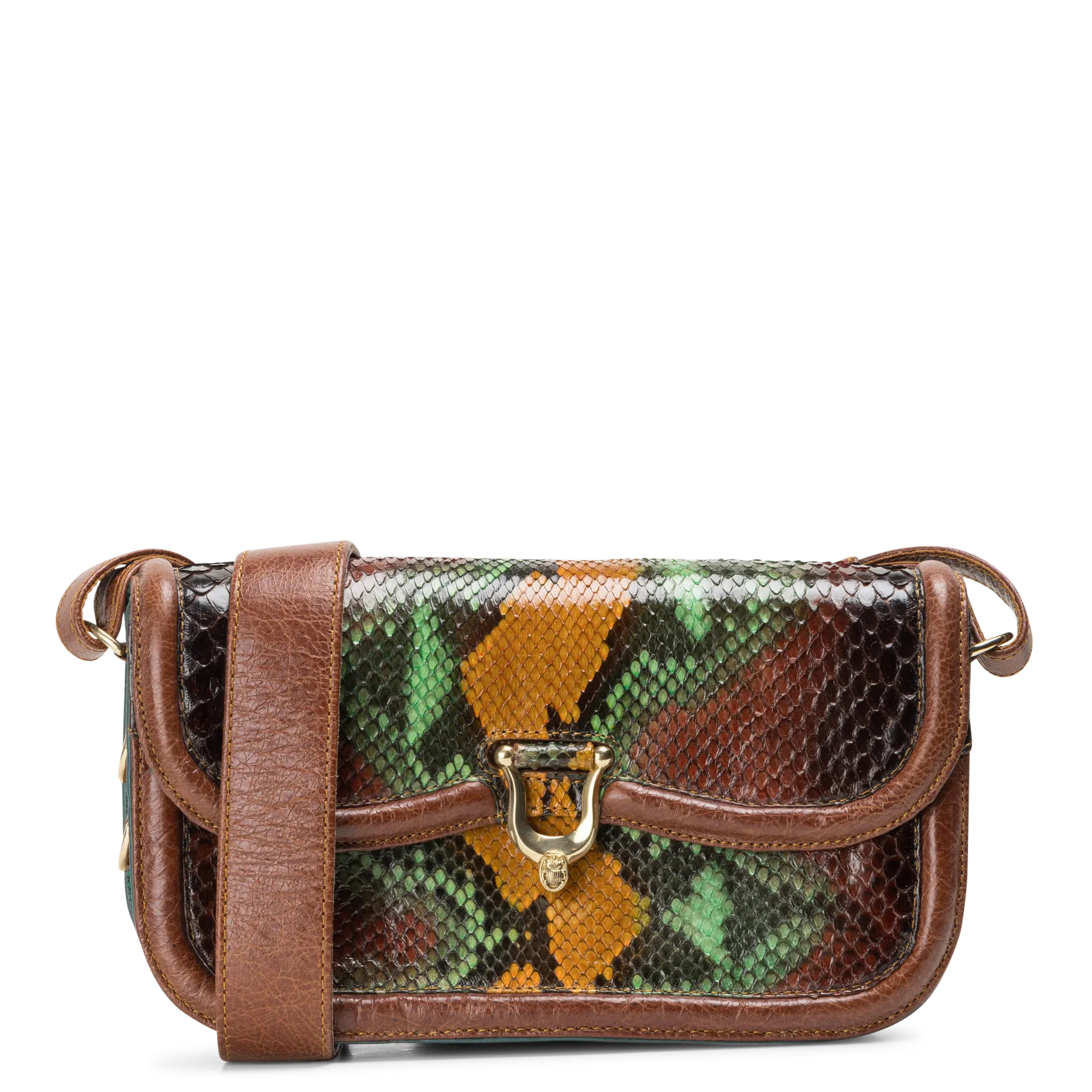 Umhängetasche aus gemischtem Pythonleder Braun MANON
