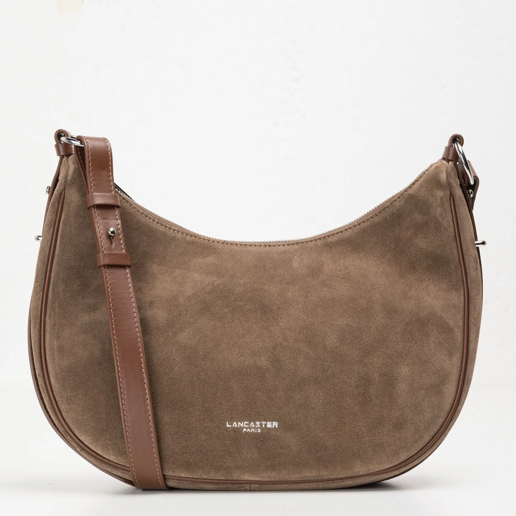 Geschnürte Beuteltasche aus strukturiertem Leder Braun SUEDE