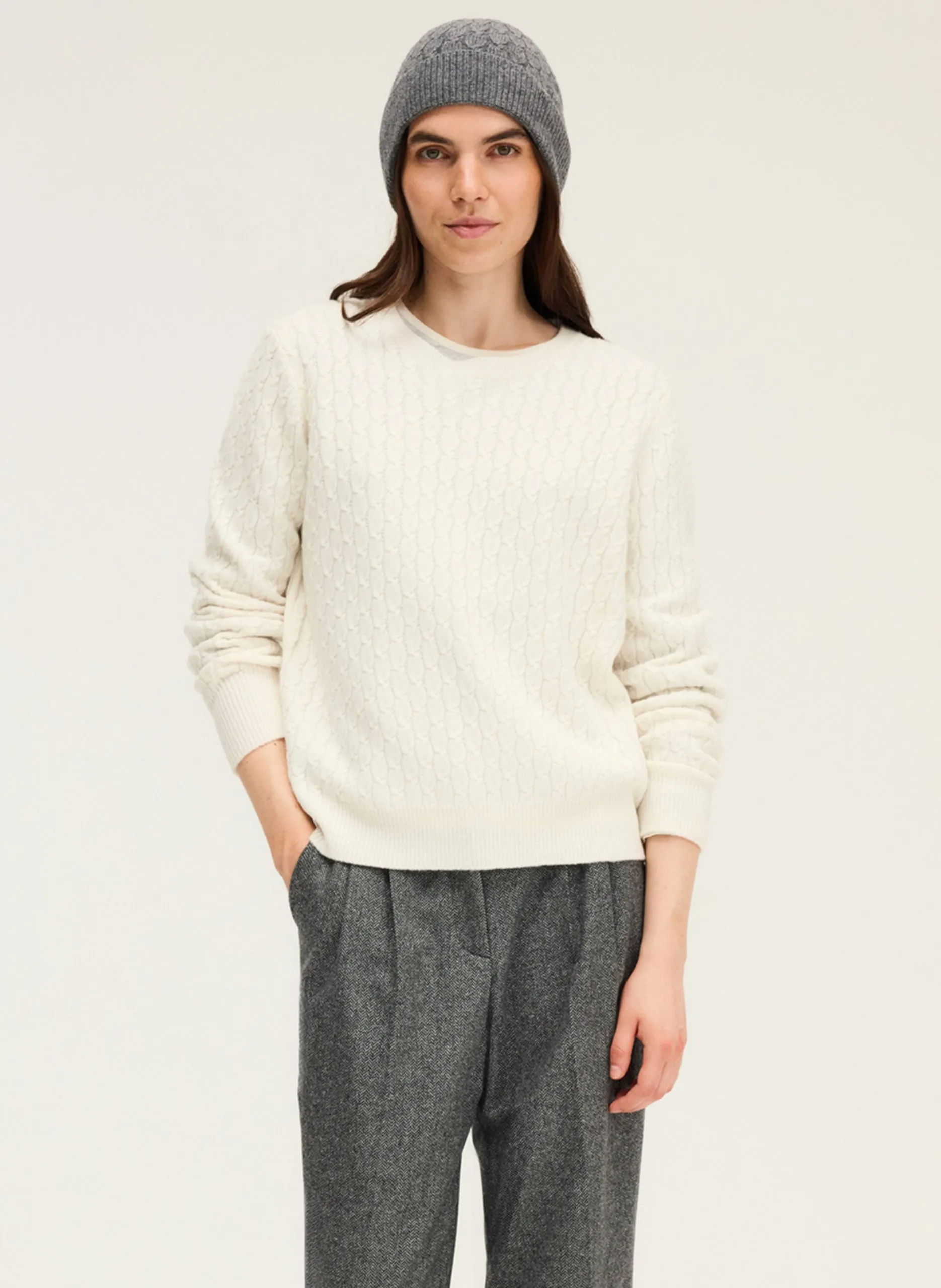 Abidjan - Wollpullover mit Rundhalsausschnitt Beige EMI