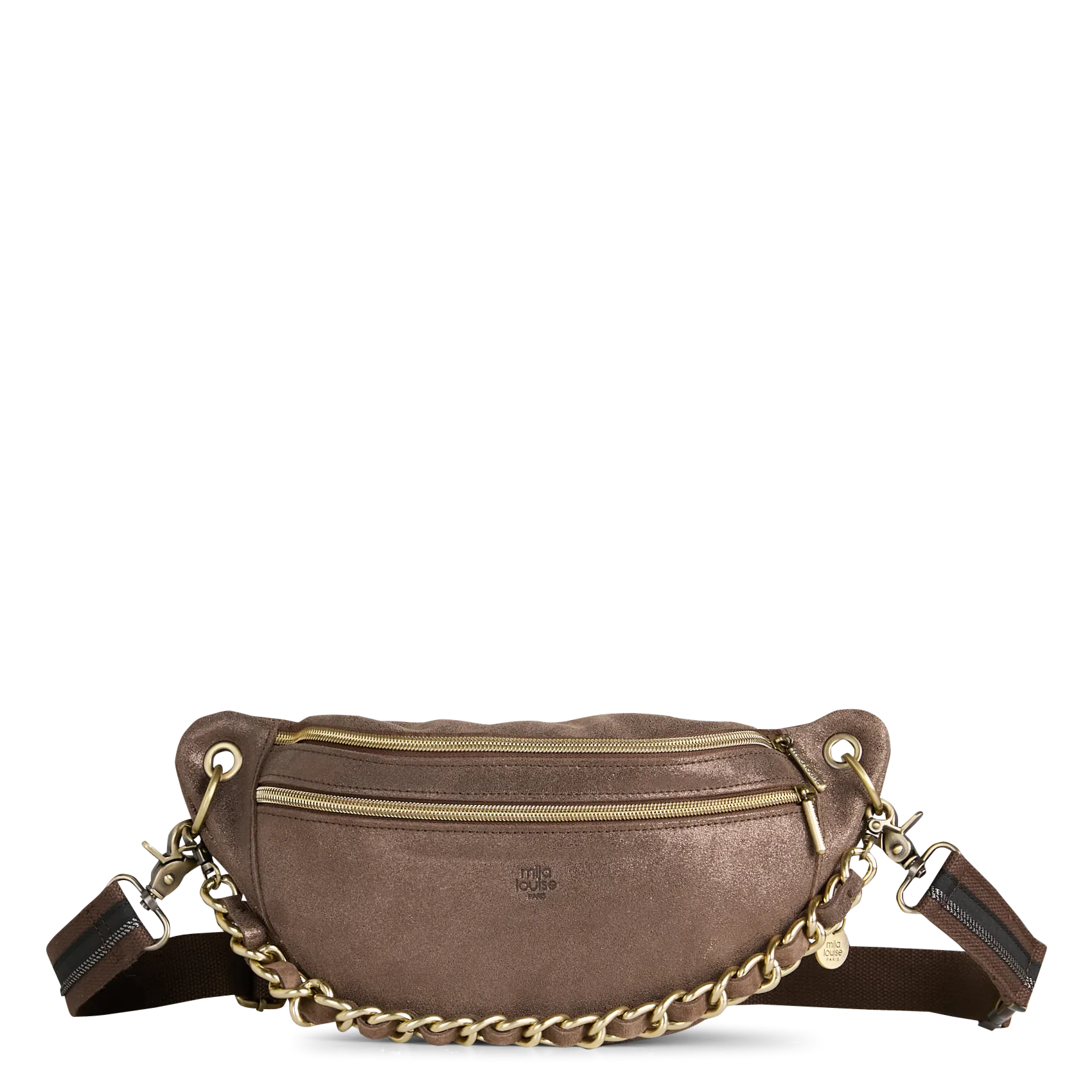 Schultertasche aus Leder mit Metallic-Effekt Grau PETRA X