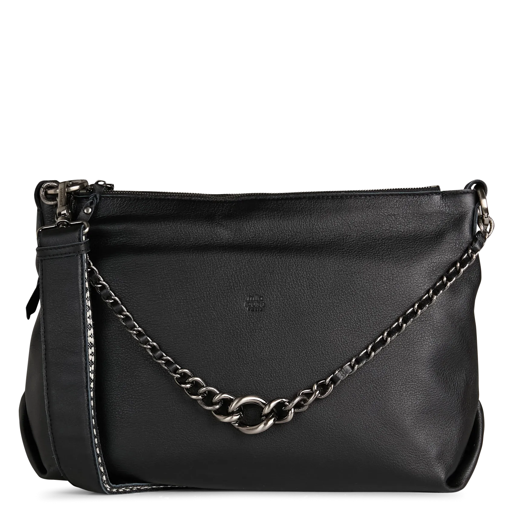 Bowlingtasche aus genarbtem Leder mit Reißverschluss Schwarz NOELI