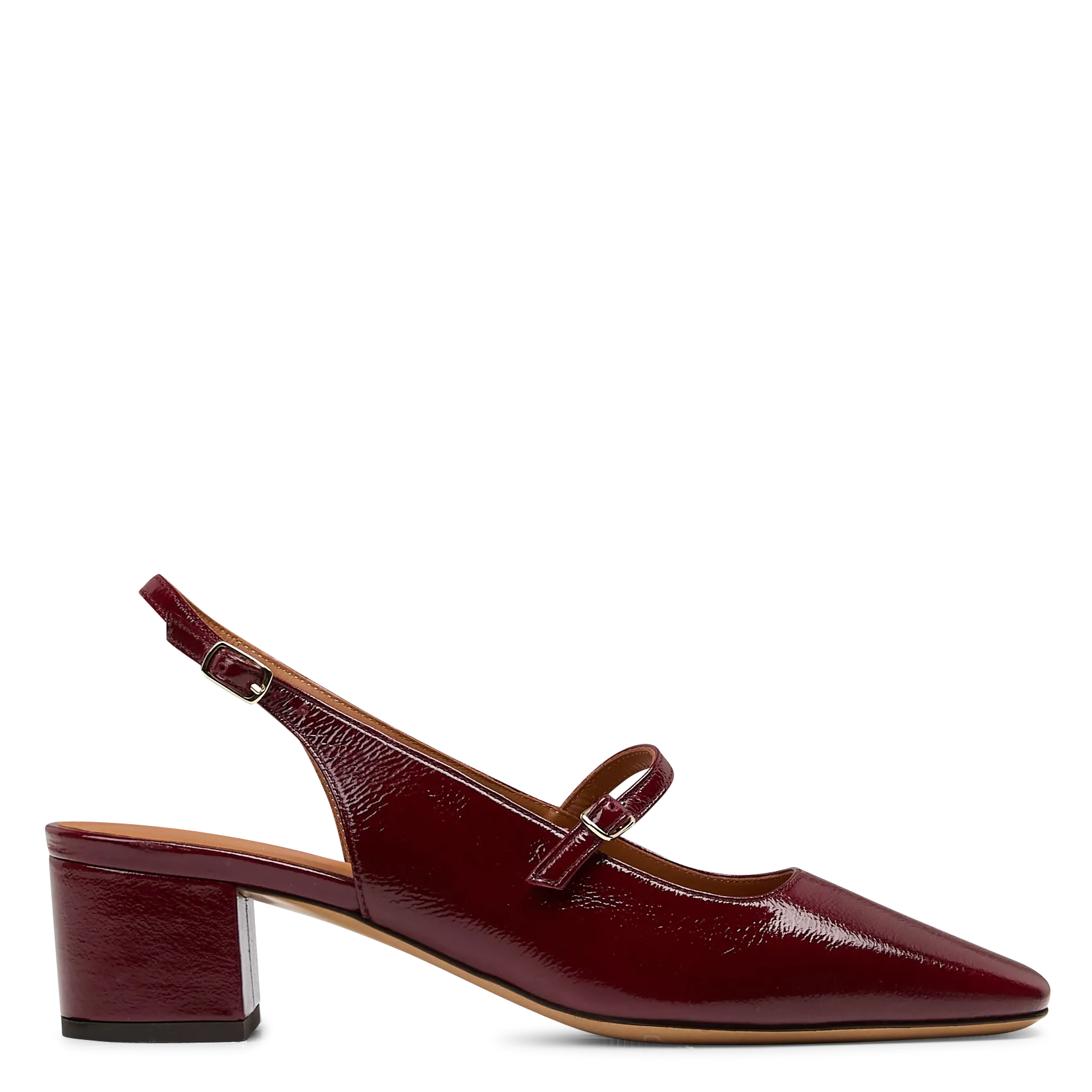 Spangenpumps aus bedrucktem Leder Rot N°424