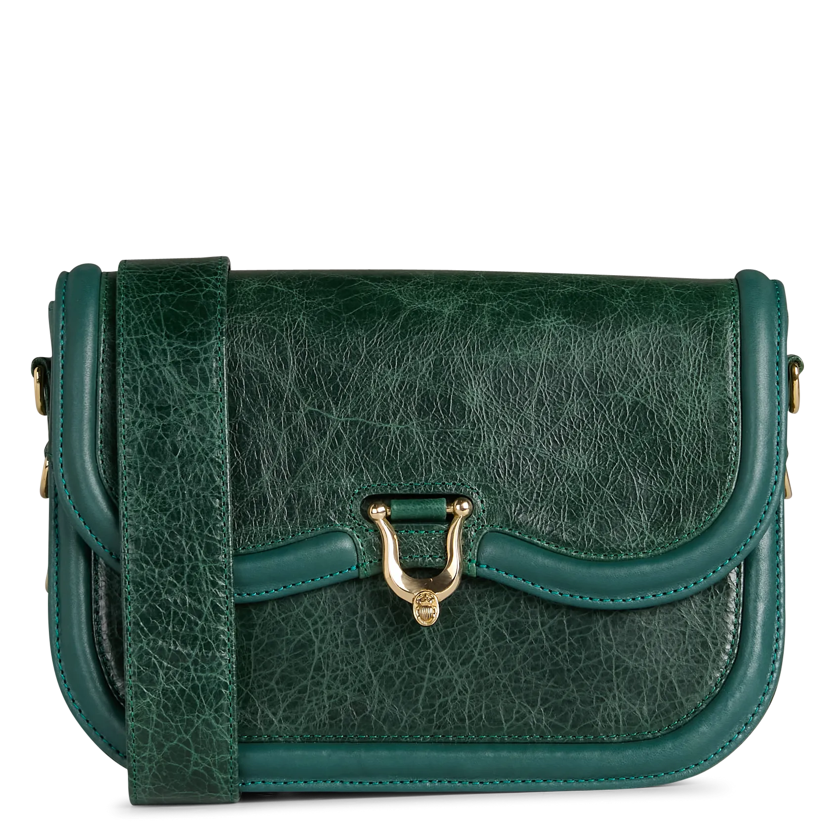 Umhängetasche aus Leder-Mix Grun MANON