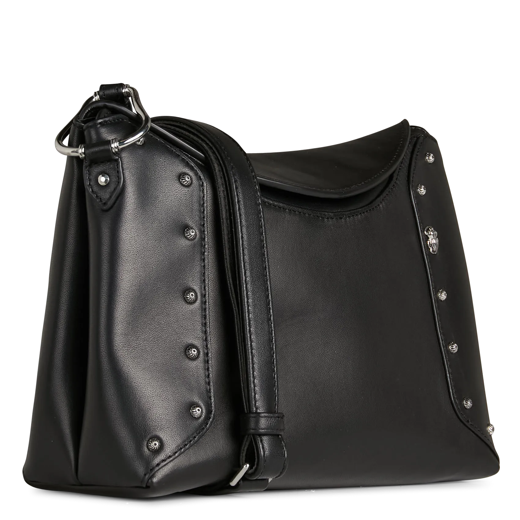 Umhängetasche aus Leder-Mix Schwarz GAIA