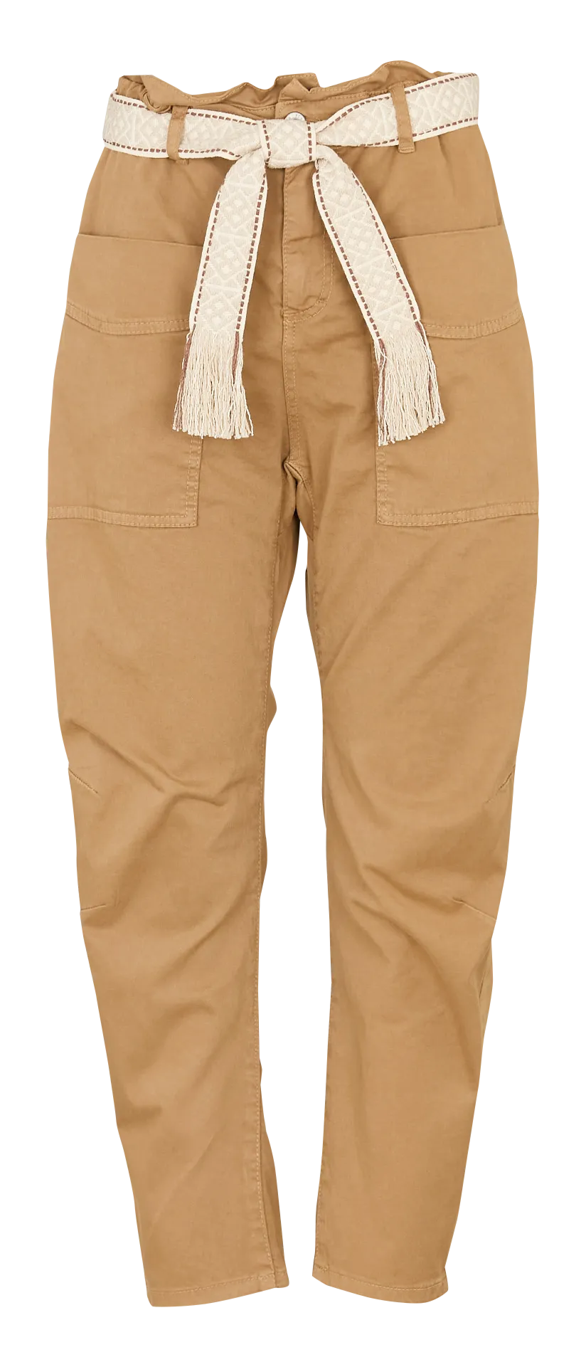 Paperbag-Hose aus Baumwoll-Mix Braun