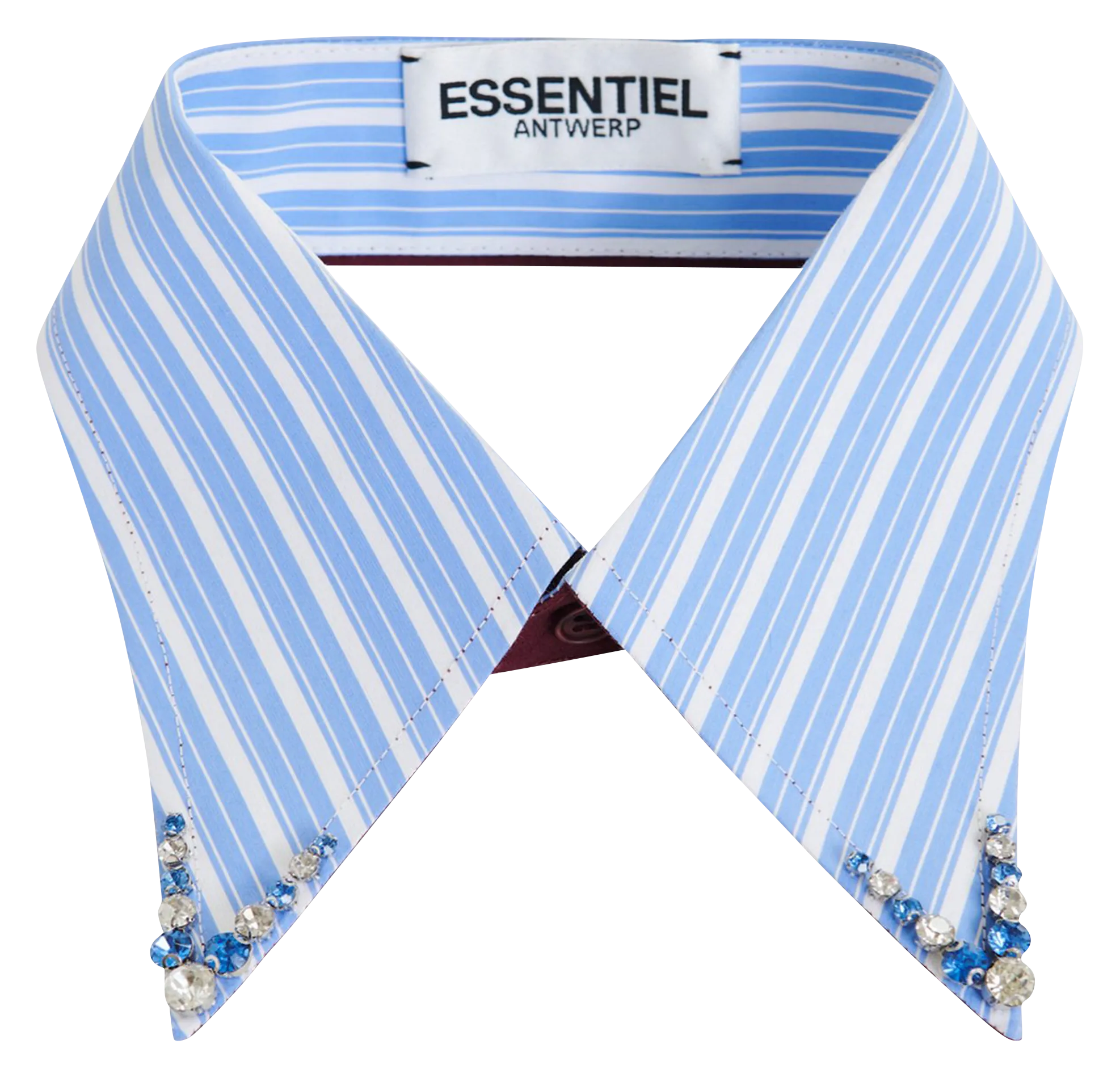 Abnehmbarer gestreifter Baumwollkragen Blau IPLAIN