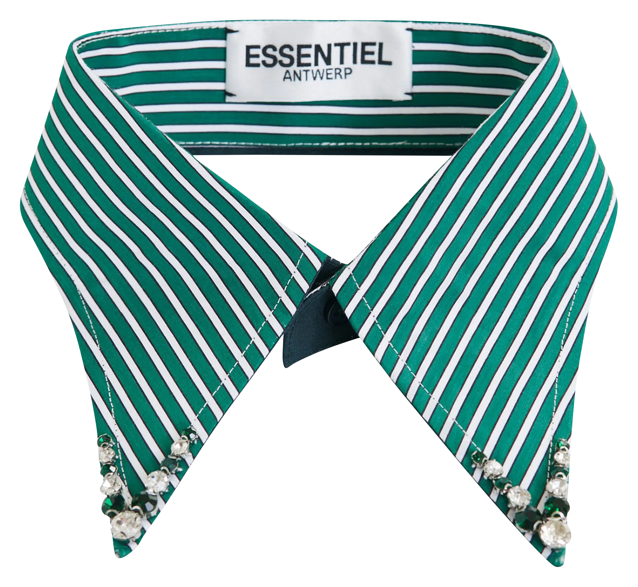 Abnehmbarer gestreifter Baumwollkragen Grun IPLAIN