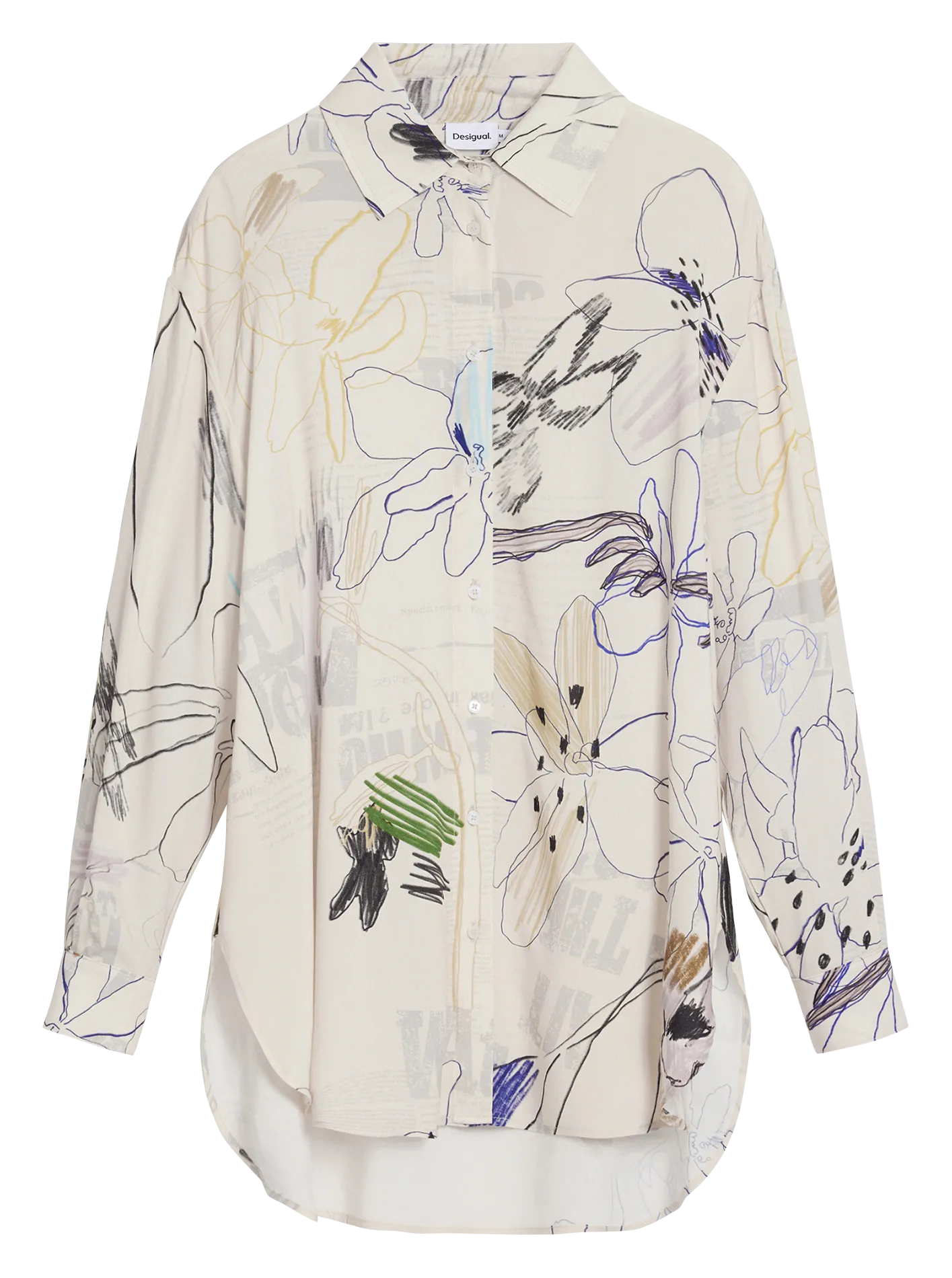 Ärmellose Bluse mit klassischem Kragen und Print Weiss