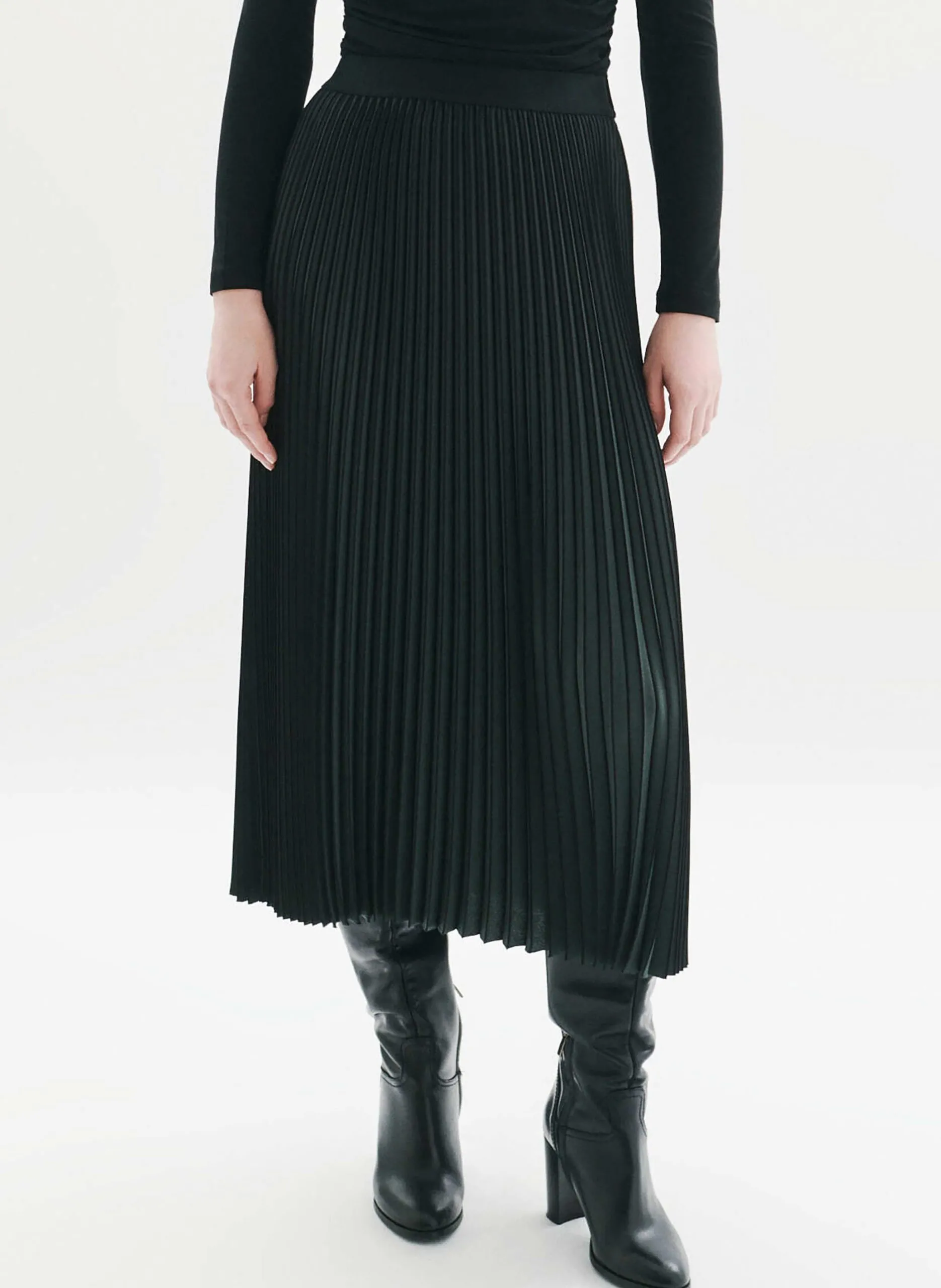 Gerade geschnittener Faltenrock Grun 242J-JOELLA