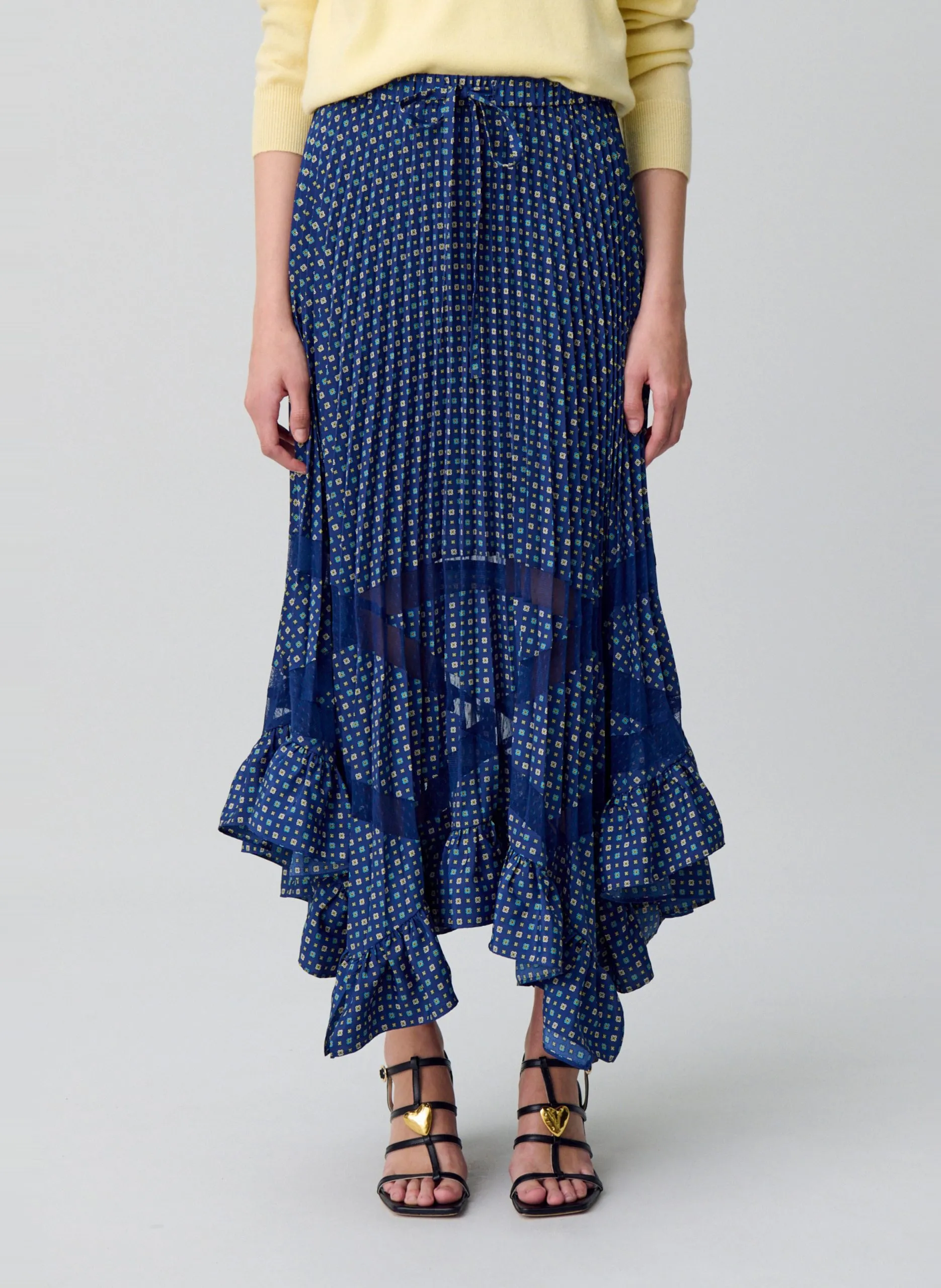 Asymmetrischer Maxirock mit Print Mehrfarbig