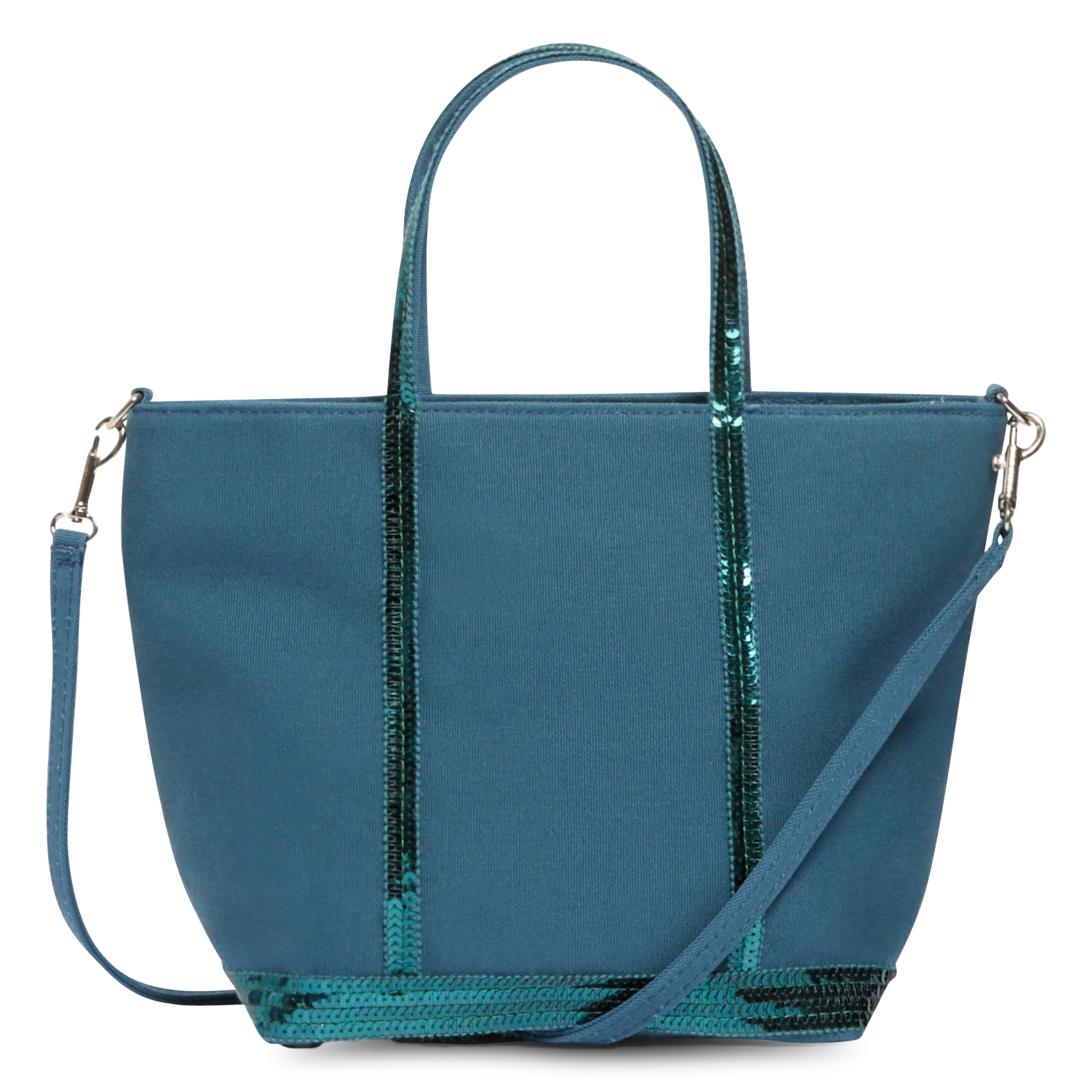 Mini-Shopper aus Baumwolle mit Pailletten Grun CABAS S