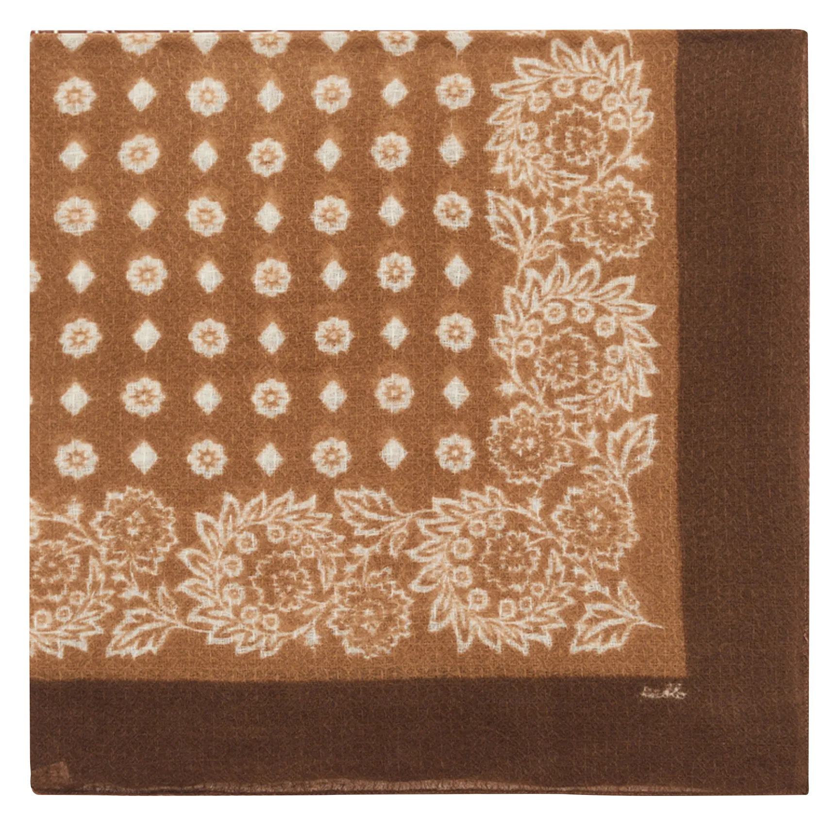 Bedruckter Schal aus Wolle und Seide Braun RENELLE