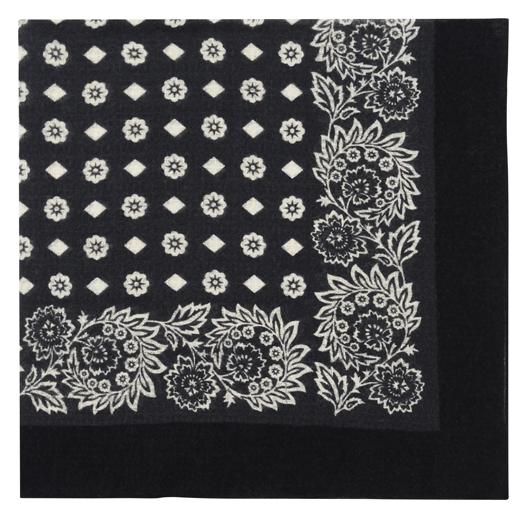 Bedruckter Schal aus Wolle und Seide Schwarz RENELLE