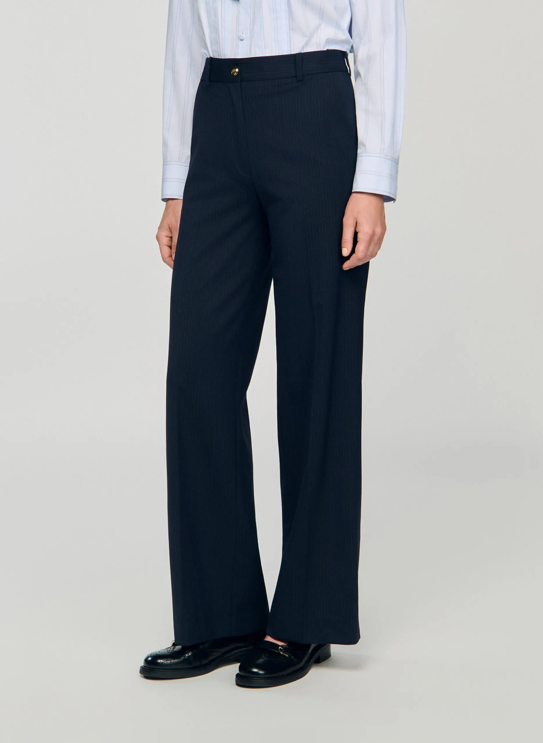 Gerade geschnittene Hose mit Streifen Blau