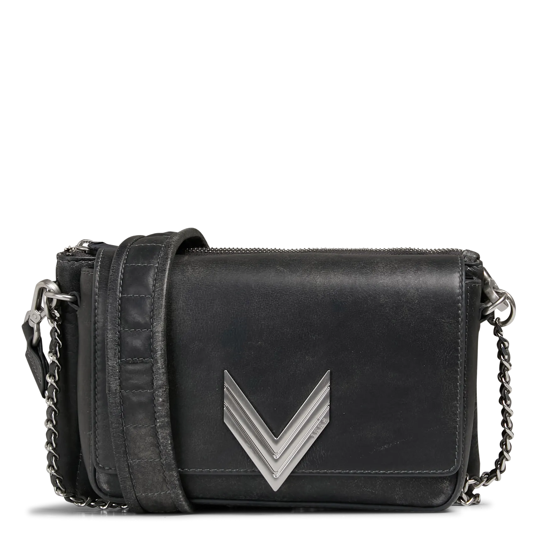 Umhängetasche aus Leder Grau 111 VINTAGE