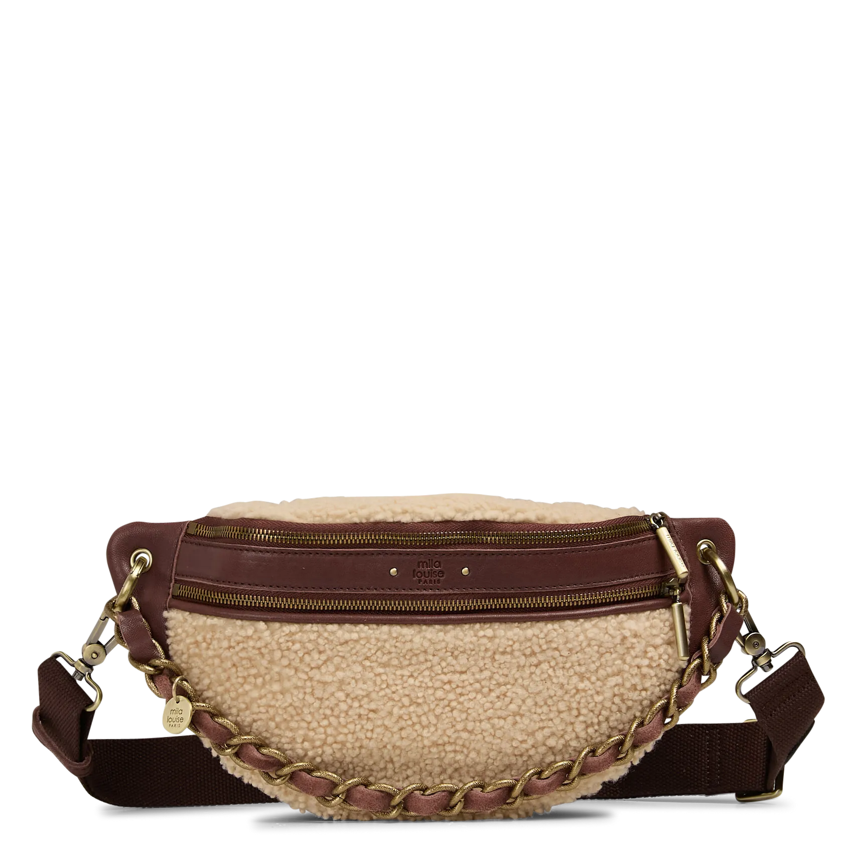 Bauchtasche aus Lammfell-Leder Braun PETRA