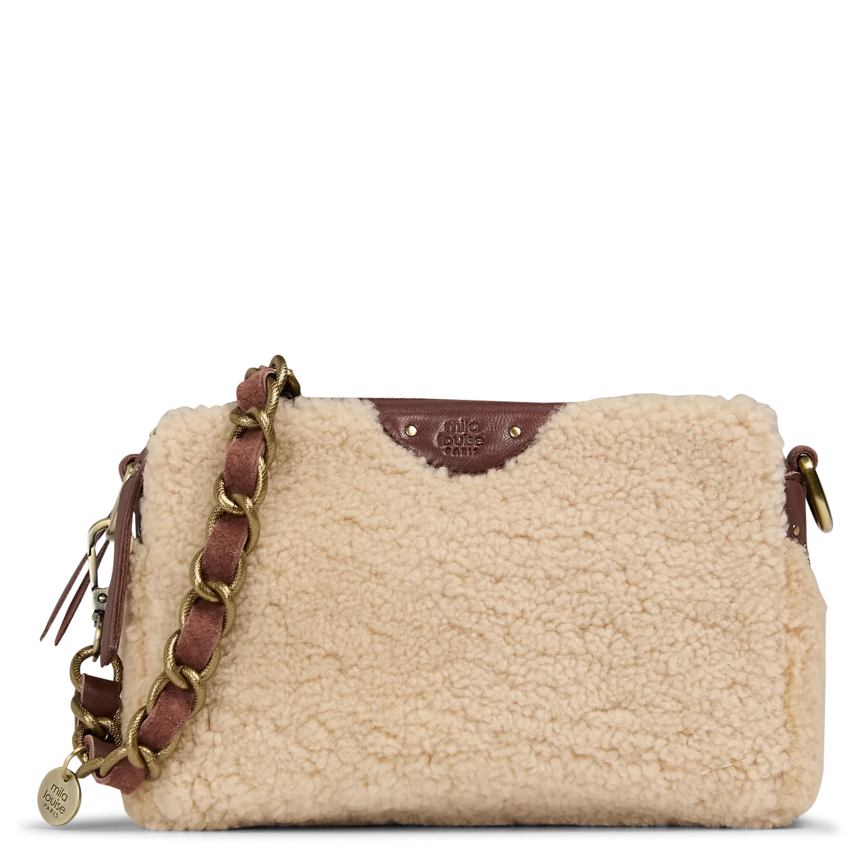 Umhängetasche aus Materialmix Braun MAMA