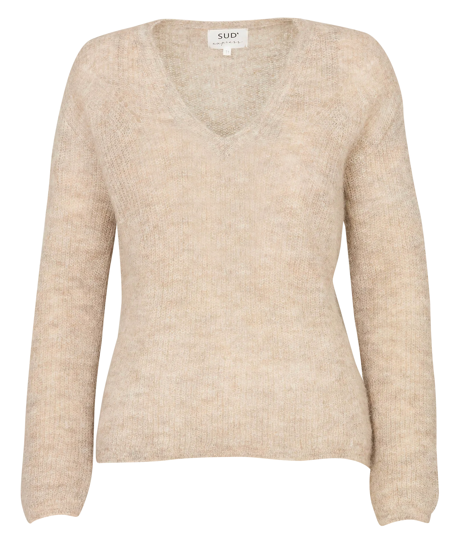 Gerade geschnittener Strickpullover mit V-Ausschnitt Weiss MANNAKO