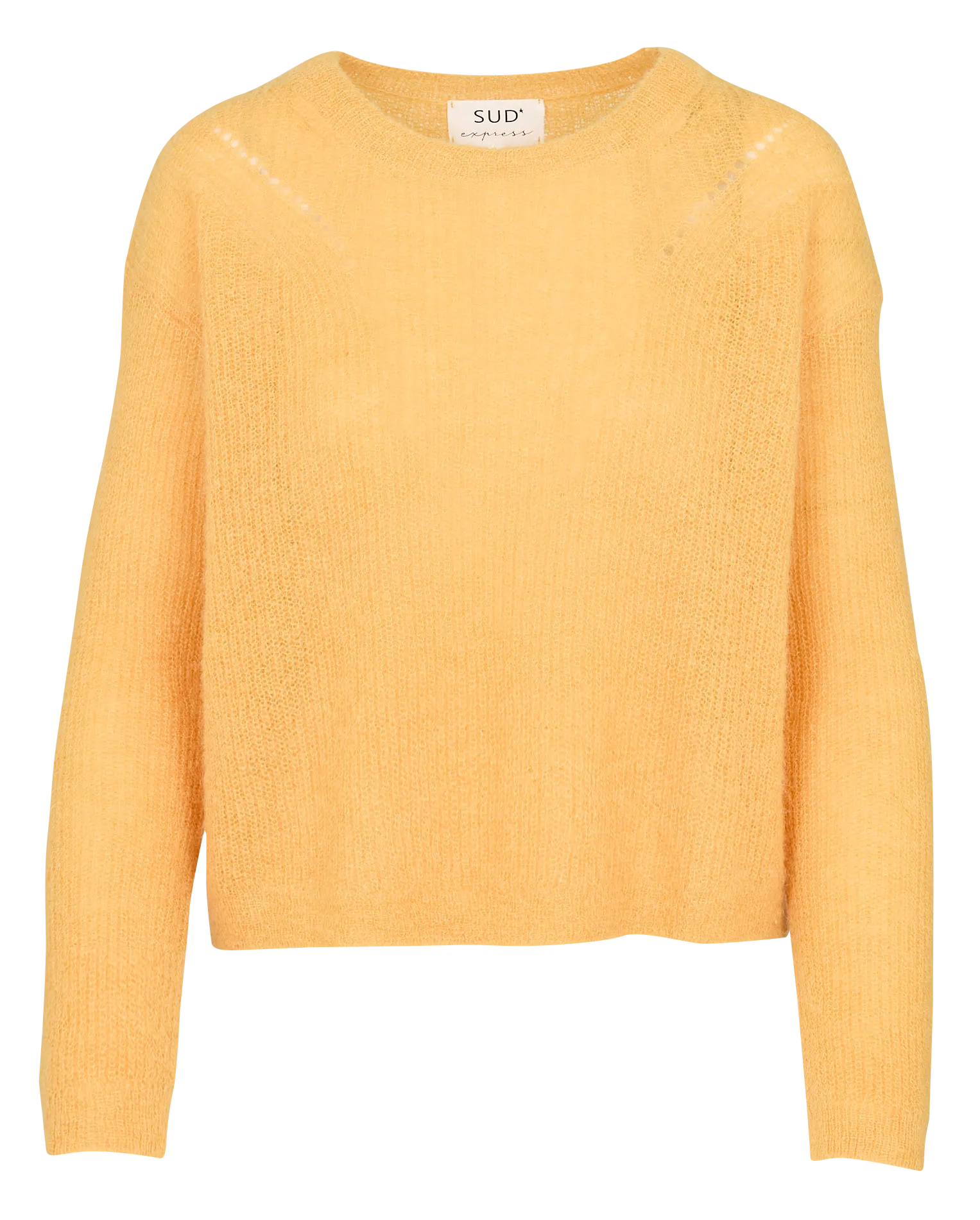 Weiter Rundhalspullover aus Mohair-Mix Gelb MONCOEURO