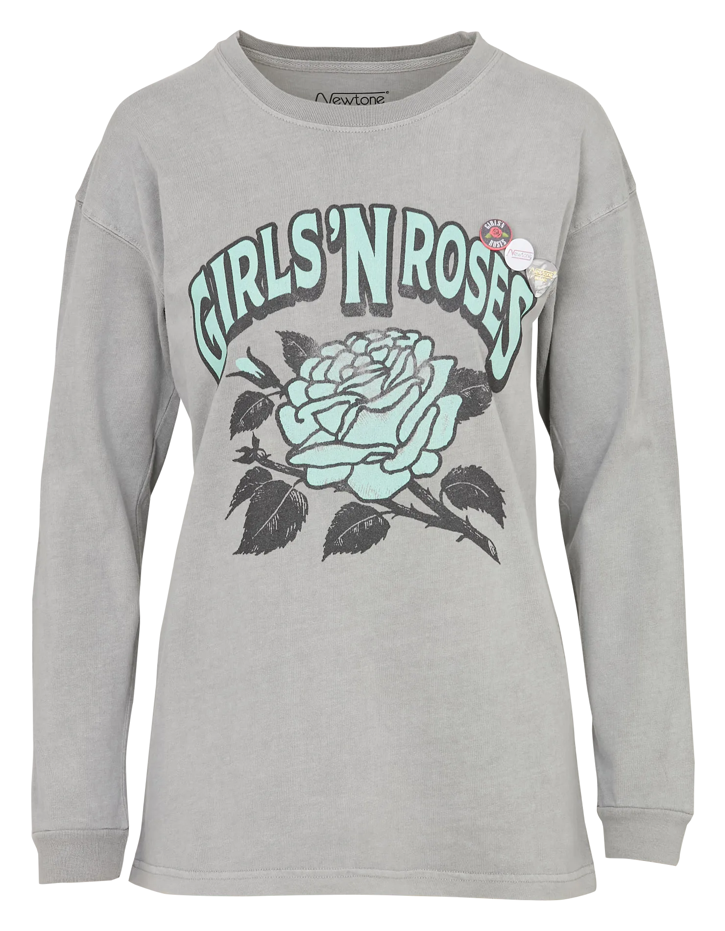 Gerade geschnittenes Rundhals-T-Shirt aus Baumwolle mit Siebdruck Grau TSHAXL