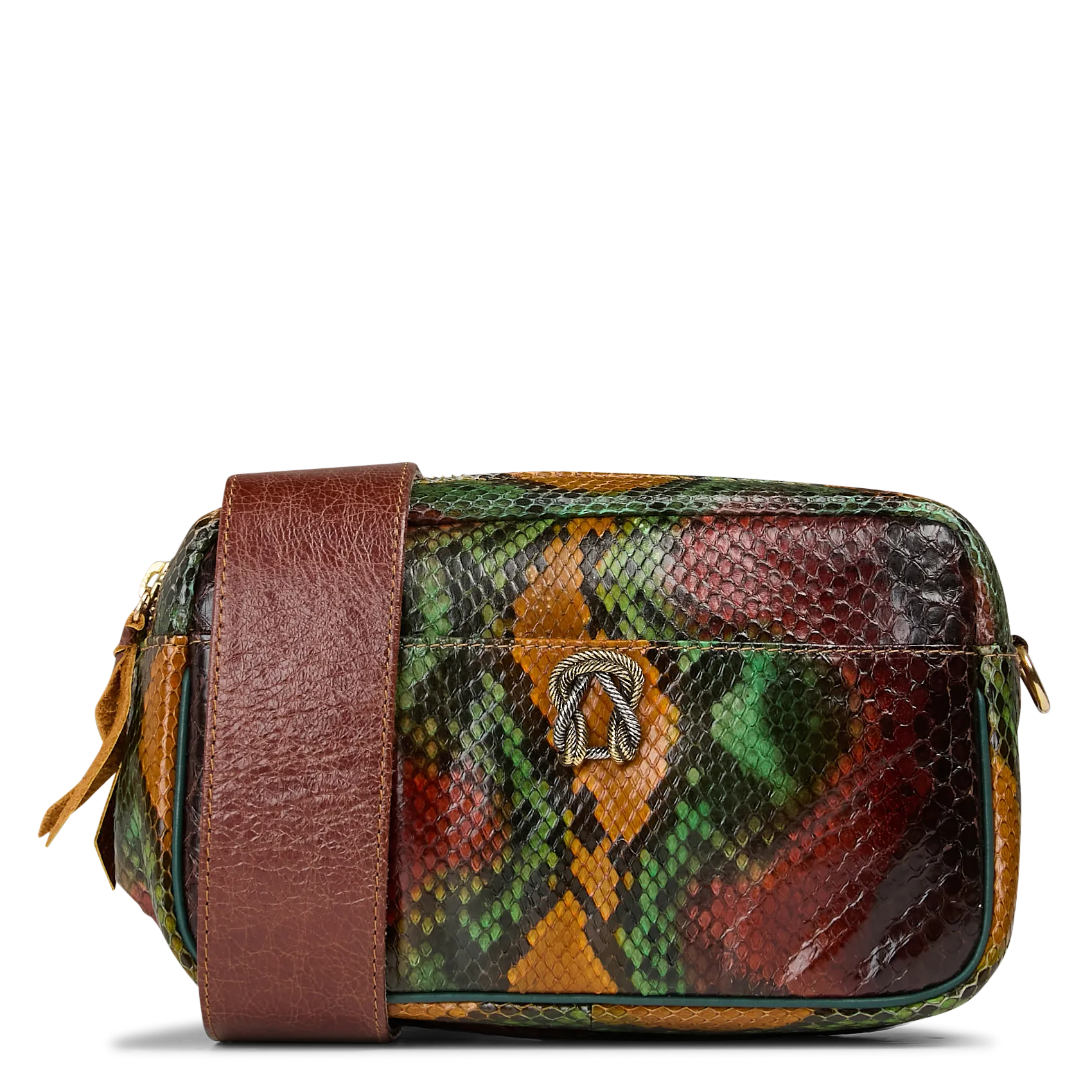Umhängetasche aus gemischtem Pythonleder Braun LILY