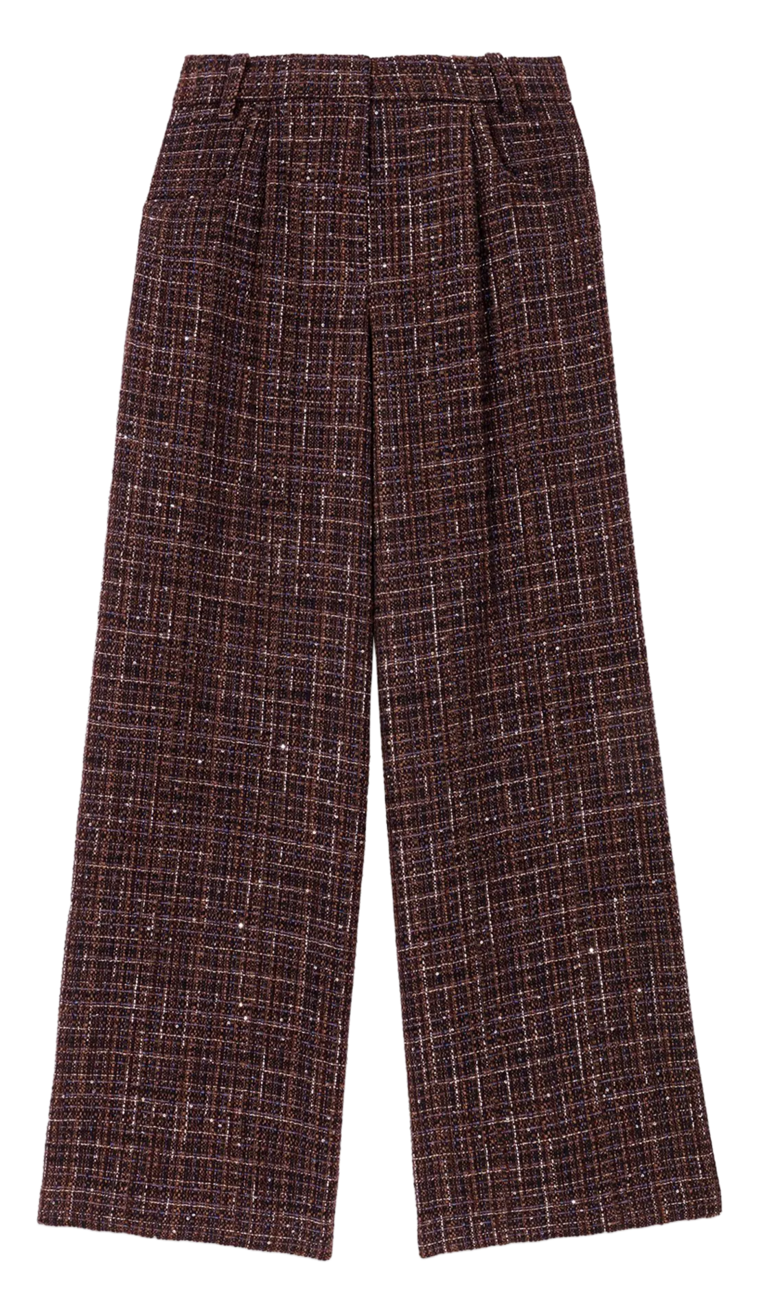 Hoch geschnittene Tweed-Hose Braun