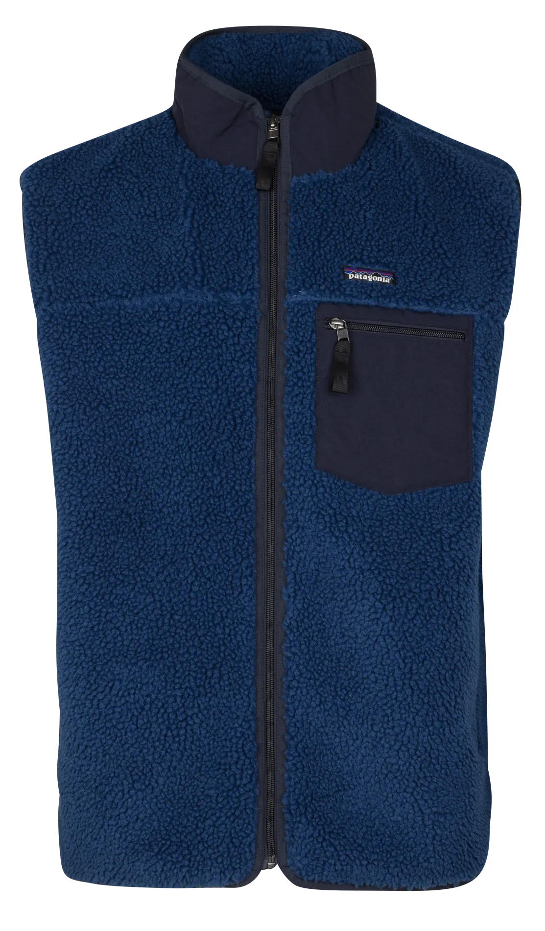 Gerade Fleecejacke mit Stehkragen Blau