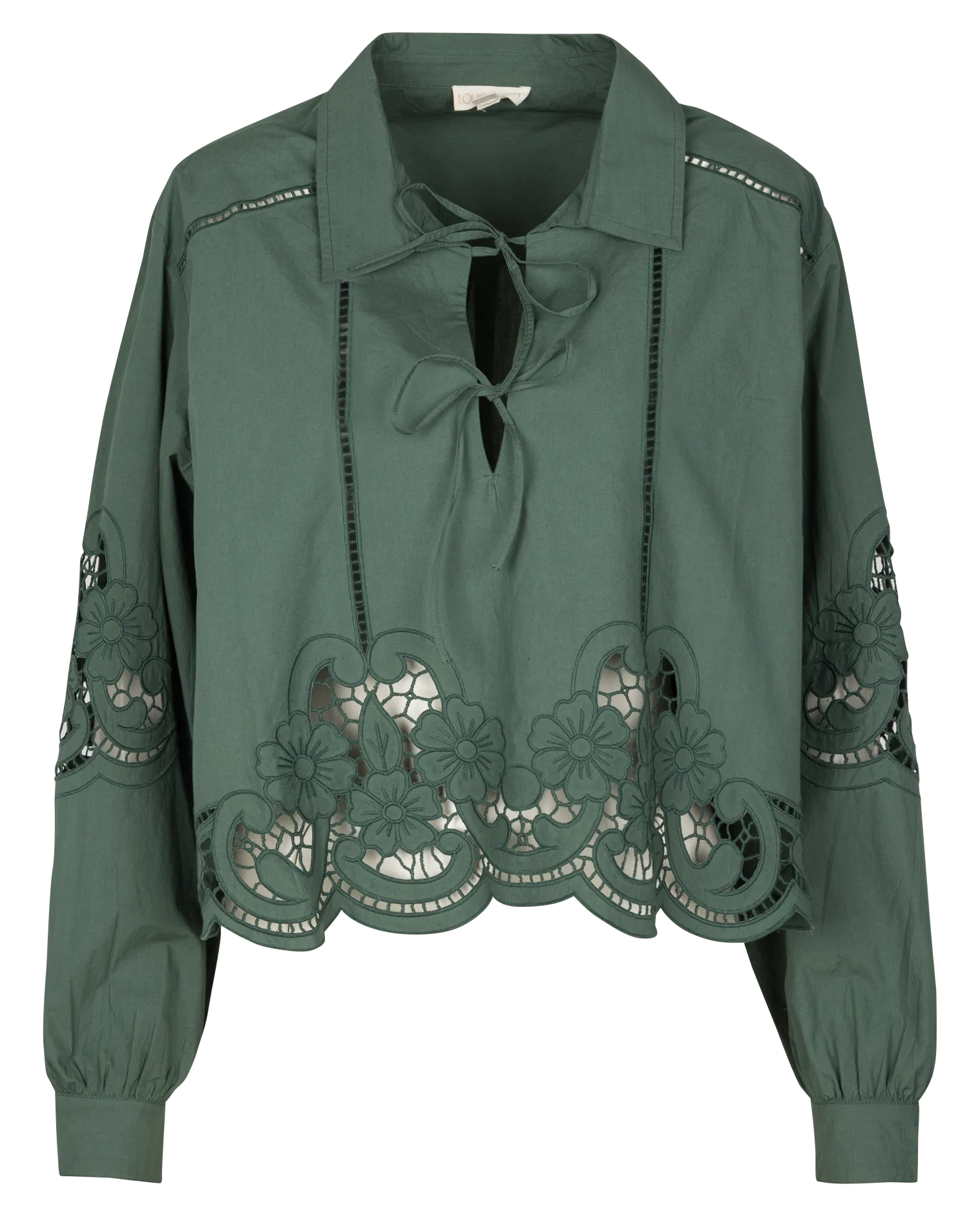 Baumwollbluse mit klassischem Kragen Grun ALINOU