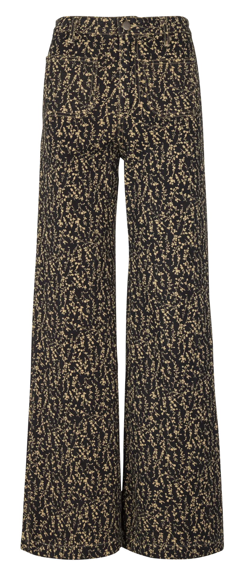 Gerade geschnittene Hose mit hohem Bund und Print Schwarz PAYES CALA