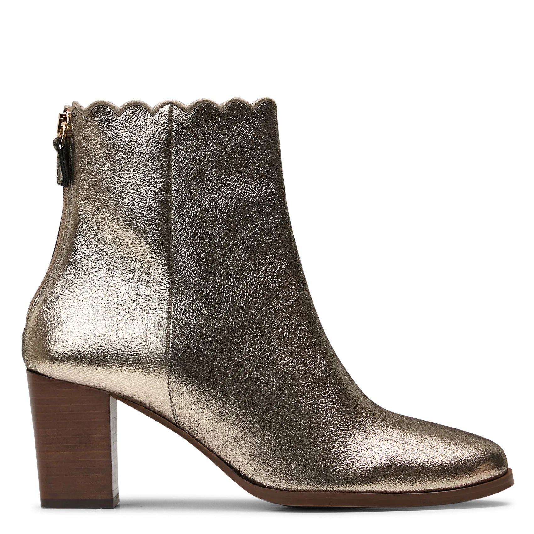 Absatzstiefeletten aus Metallic-Leder Golden GISELLE