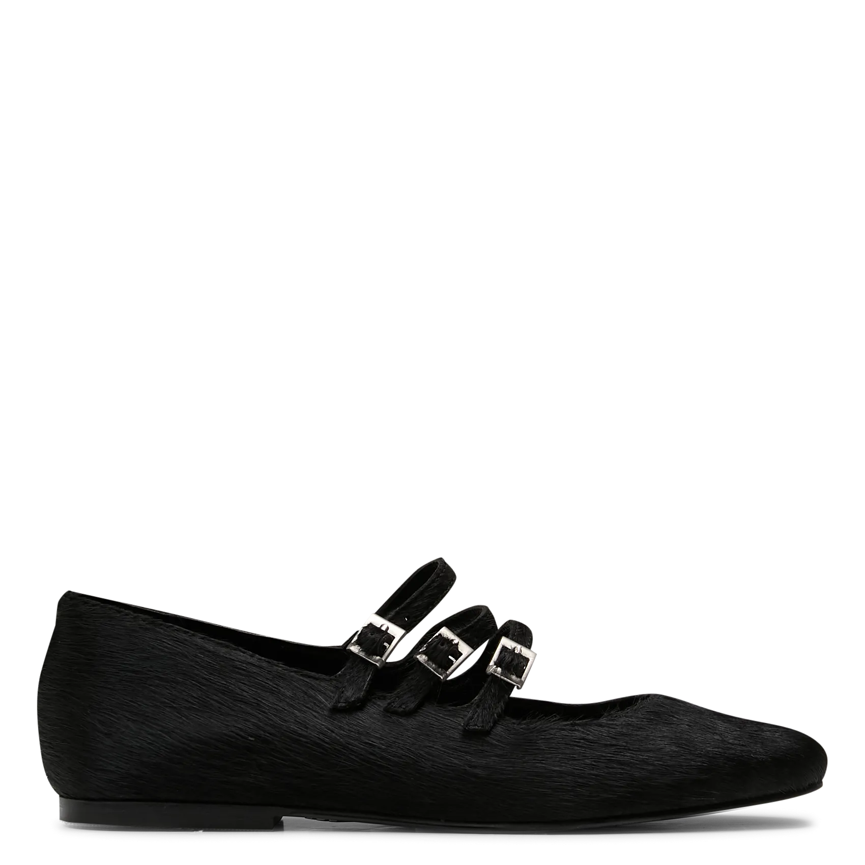 Ballerinas aus Fake-Fell Schwarz