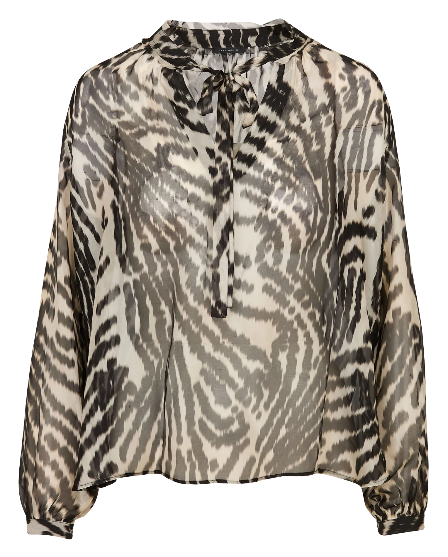 Bedruckte Bluse mit Schluppenkragen Schwarz