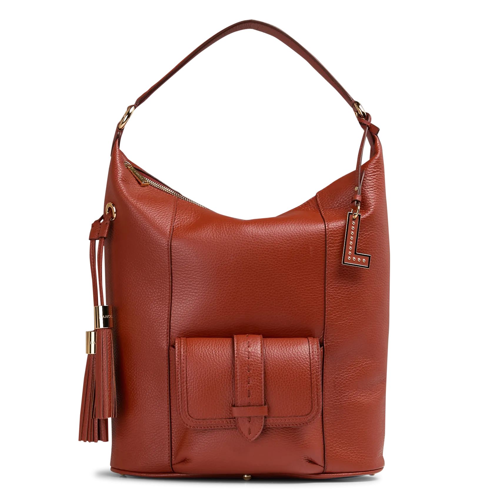 Geschnürte Beuteltasche aus strukturiertem Leder Orange PREMIER FLIRT M