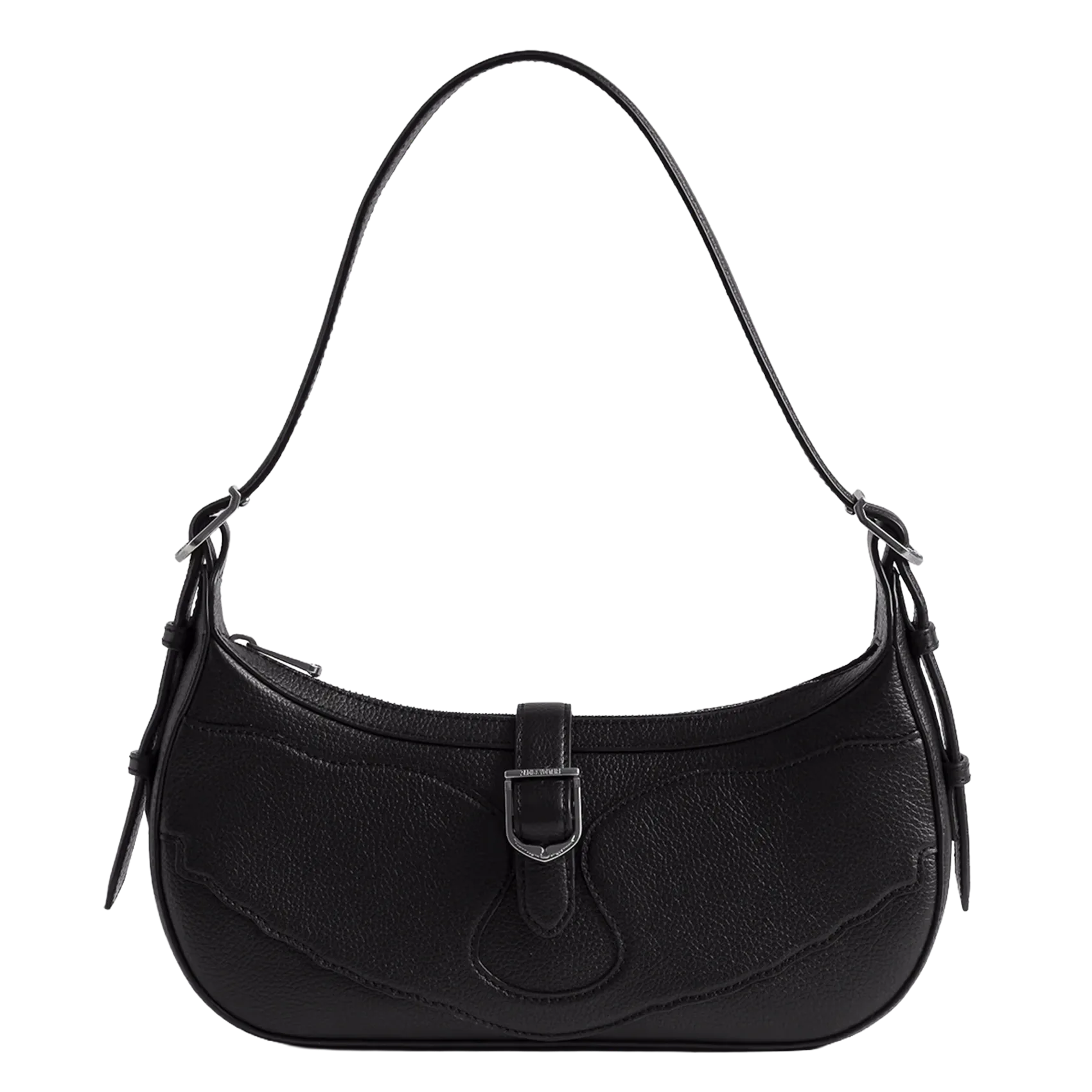Baguette-Tasche aus genarbtem Leder Schwarz MOONRISE