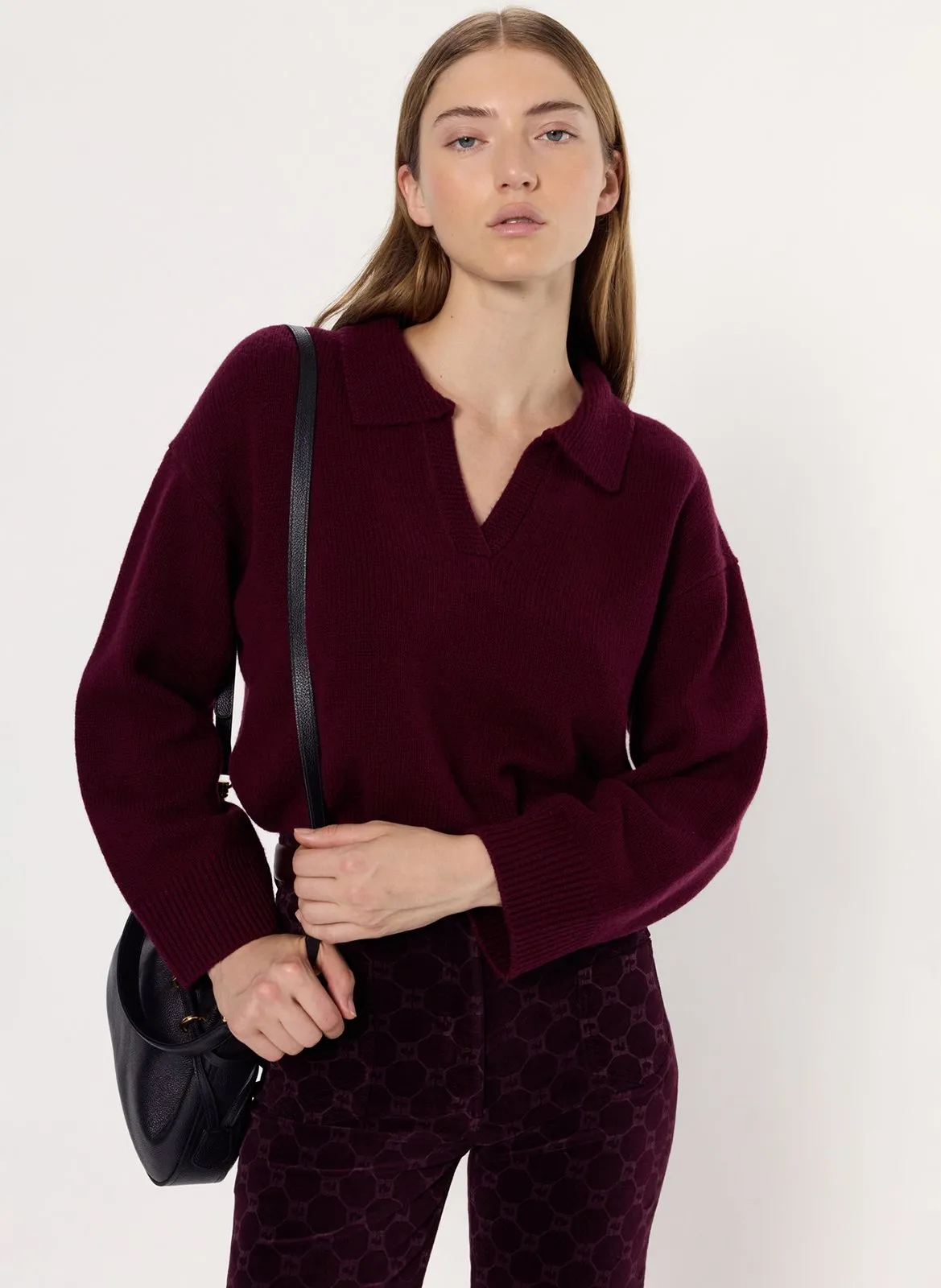 Wollpullover mit Henley-Ausschnitt Rot ENORA