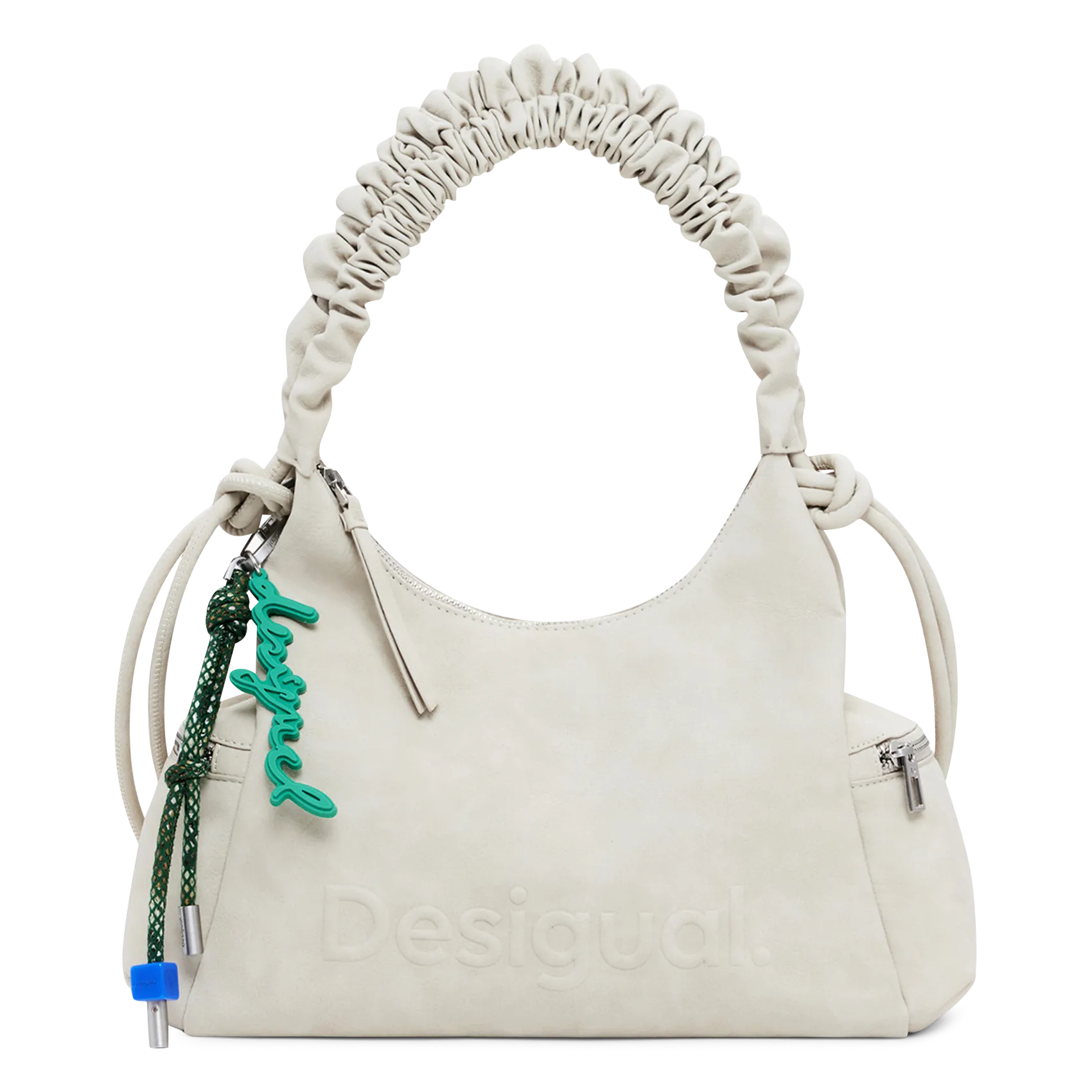 Schultertasche mit einfarbigem 3D-Logo. Braun