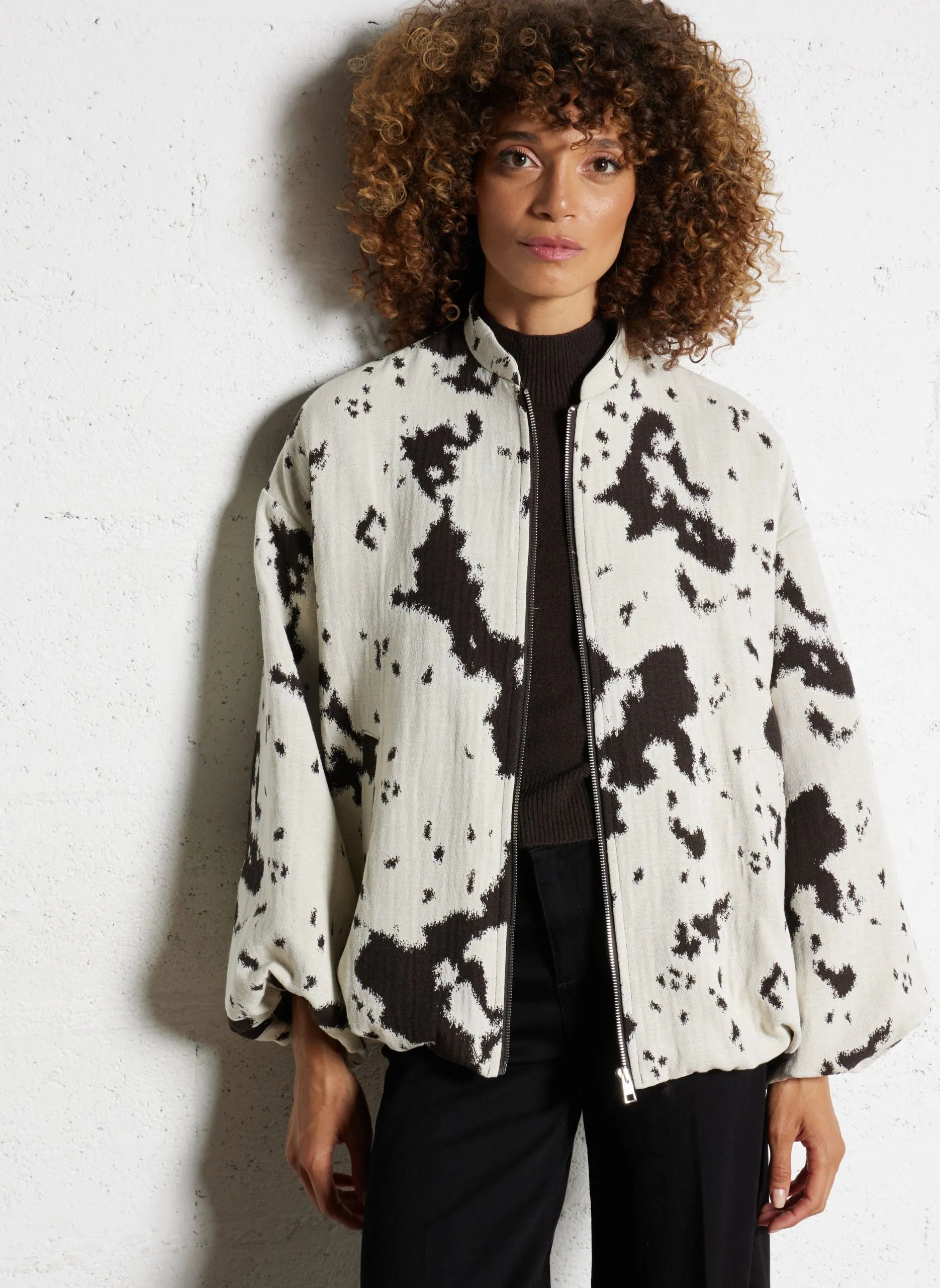 Oversize-Jacke mit Animal-Print Mehrfarbig