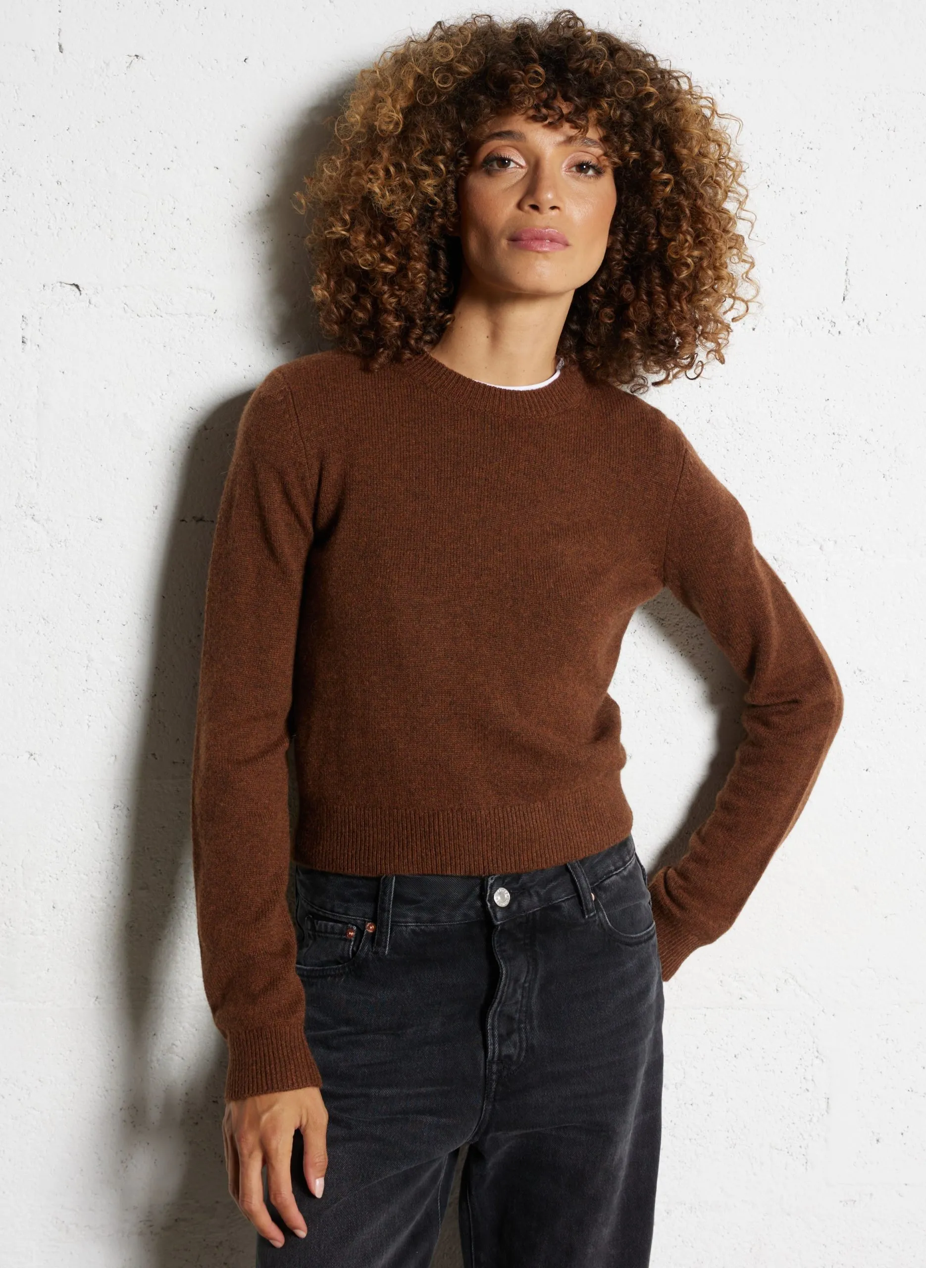 Gerader Rundhals-Pullover aus Kaschmir Blau SPAG