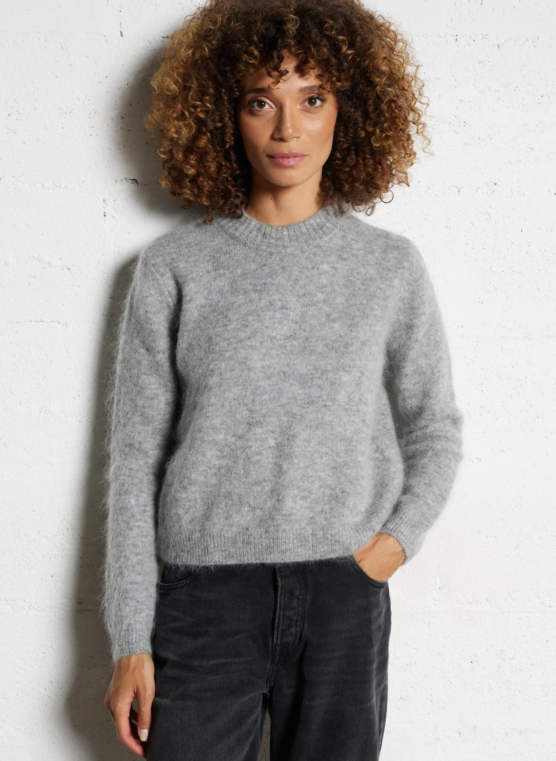 Oversize-Pullover aus Wollmix Grau AURON