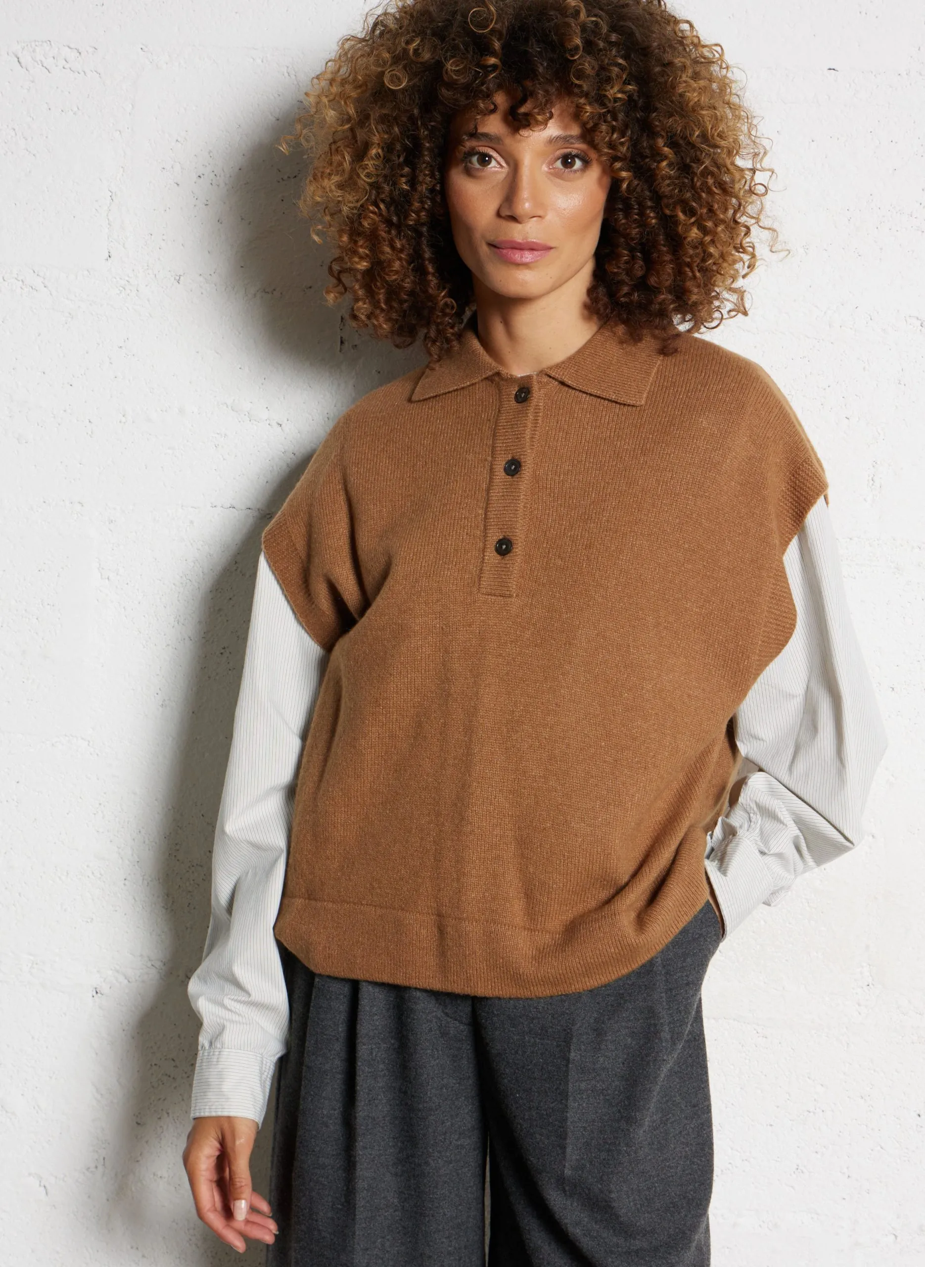 Oversize-Pullover aus Wollmix Braun AMESON